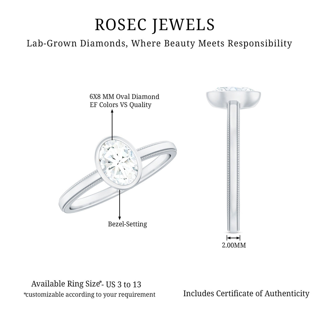 Bezel Set Oval Lab Grown Diamond Solitaire Ring
