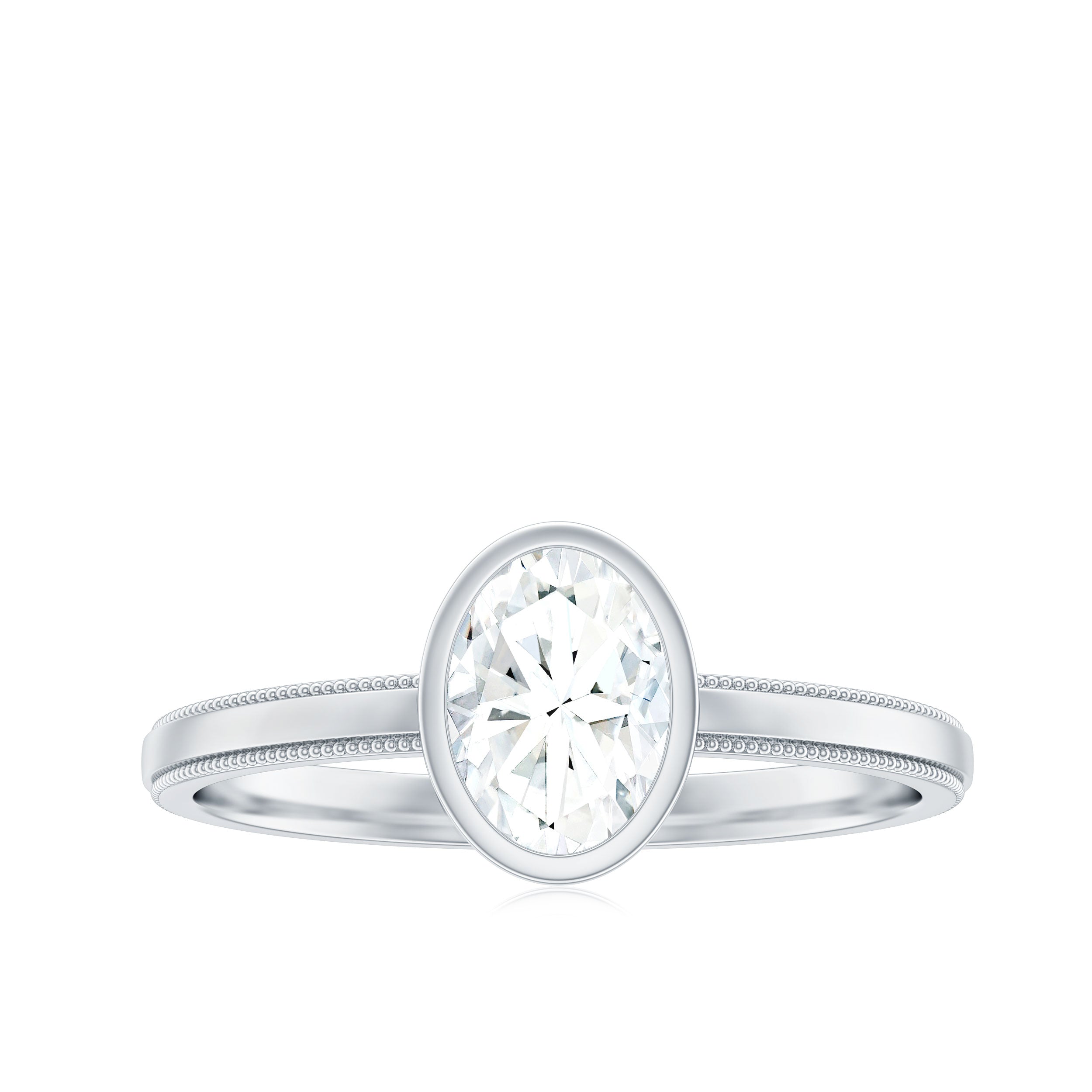 Bezel Set Oval Lab Grown Diamond Solitaire Ring