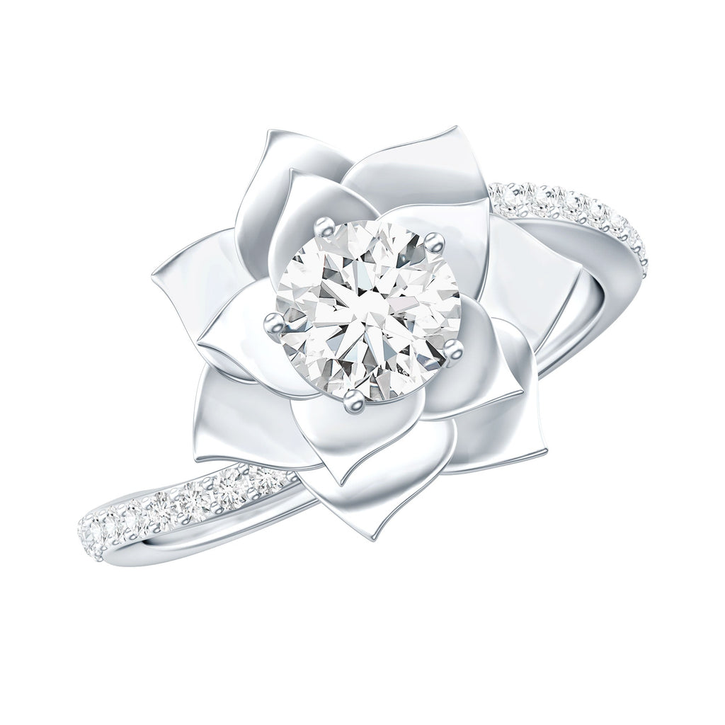 Lab Grown Diamond Nature Inspired Floral Bypass Ring