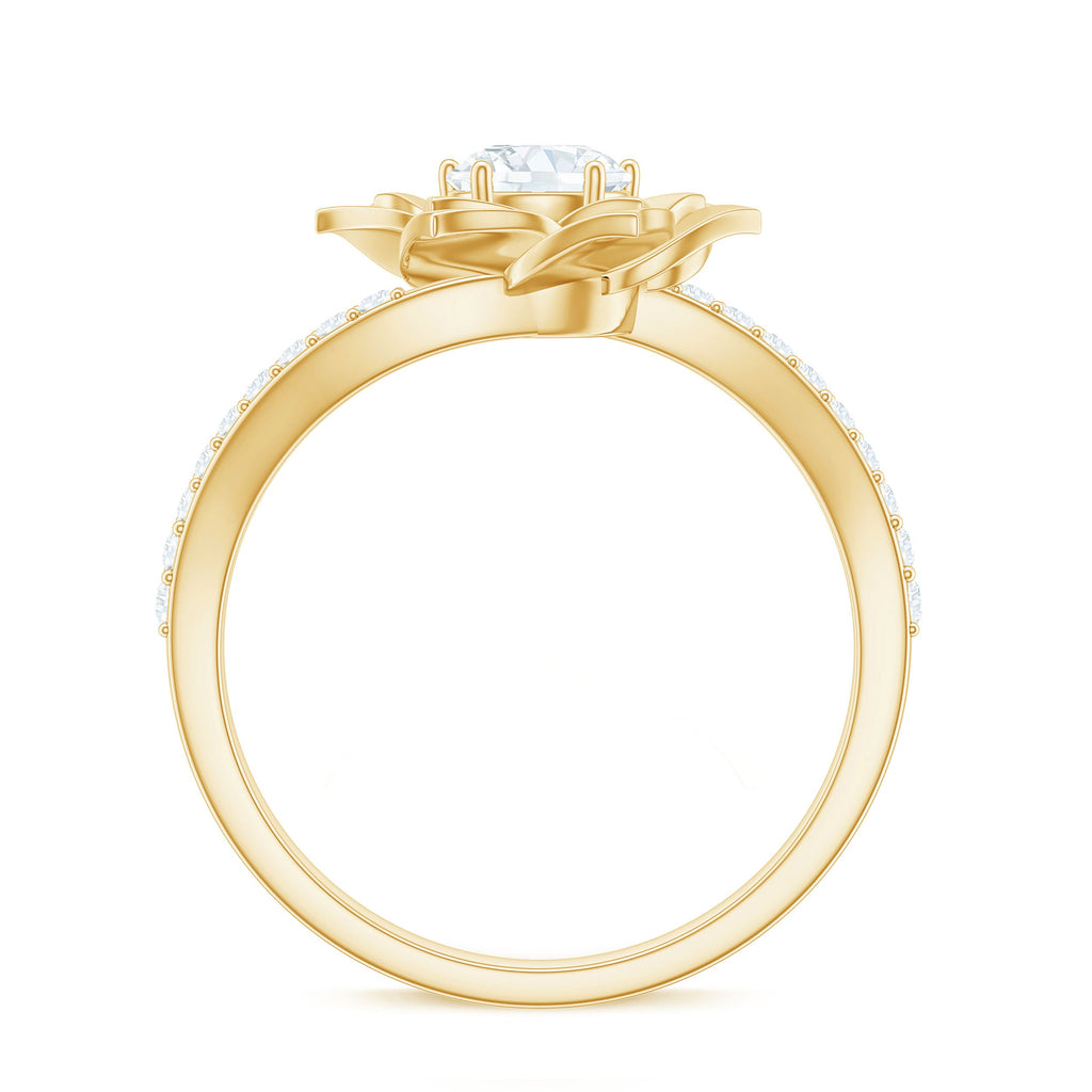 Lab Grown Diamond Nature Inspired Floral Bypass Ring