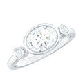 Bezel Set Oval Lab Grown Diamond East West Engagement Ring