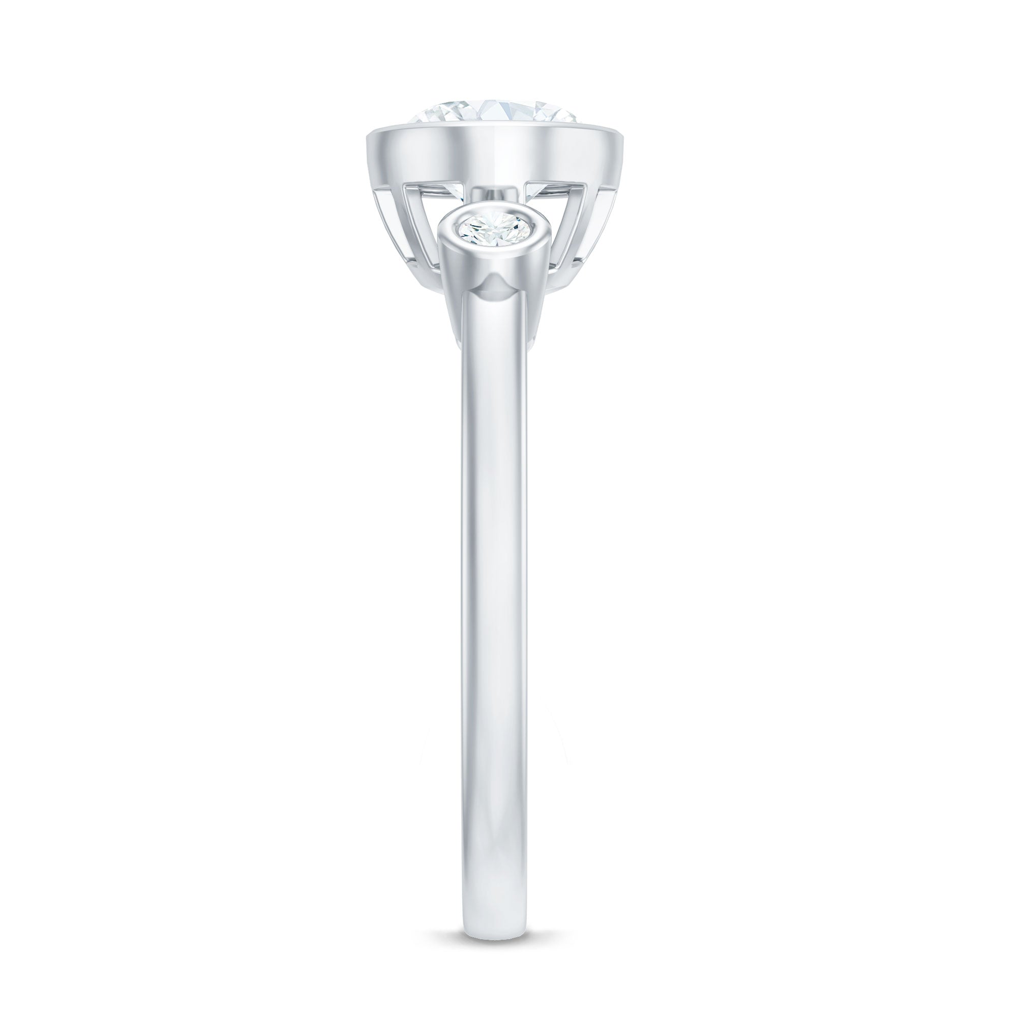 Bezel Set Oval Lab Grown Diamond East West Engagement Ring
