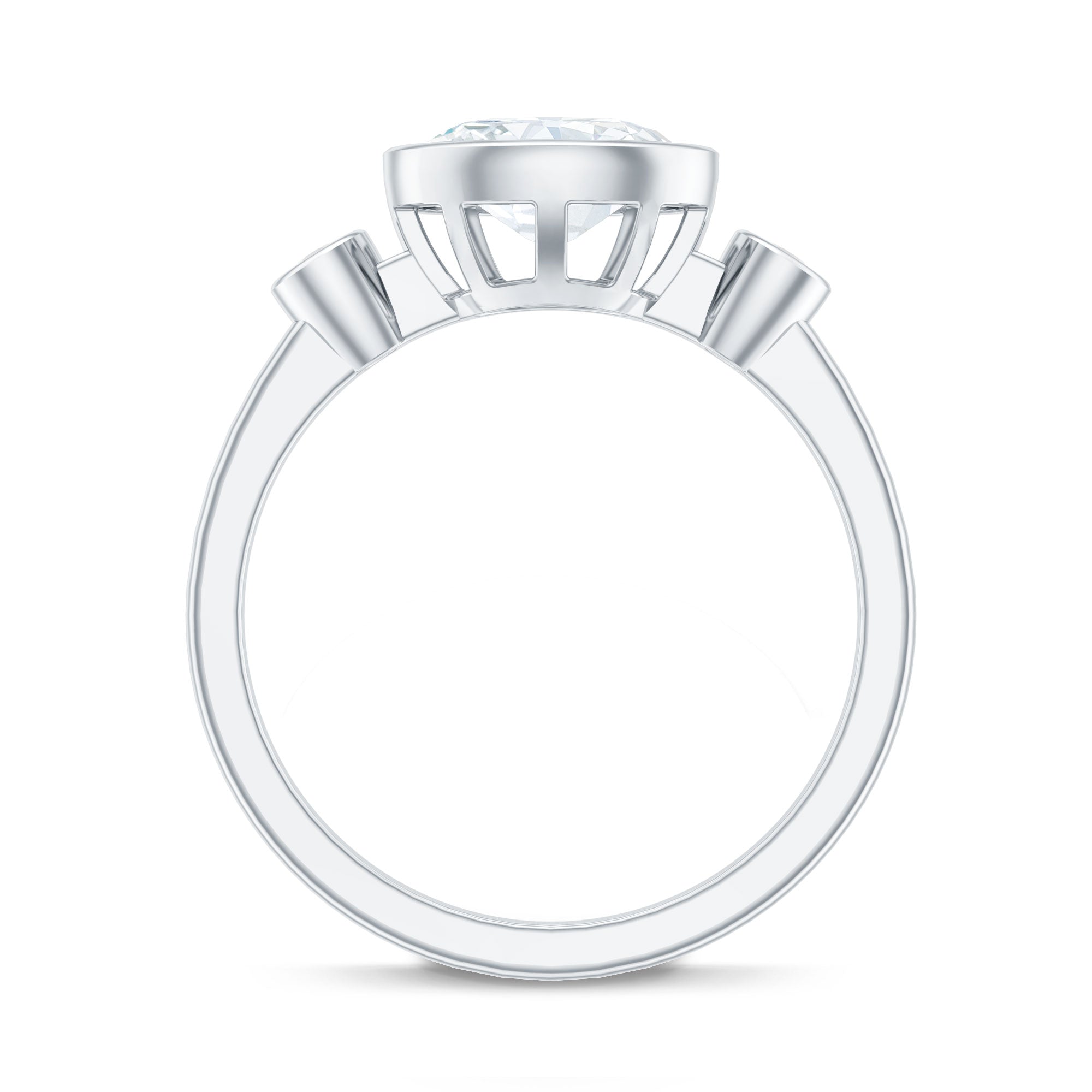 Bezel Set Oval Lab Grown Diamond East West Engagement Ring