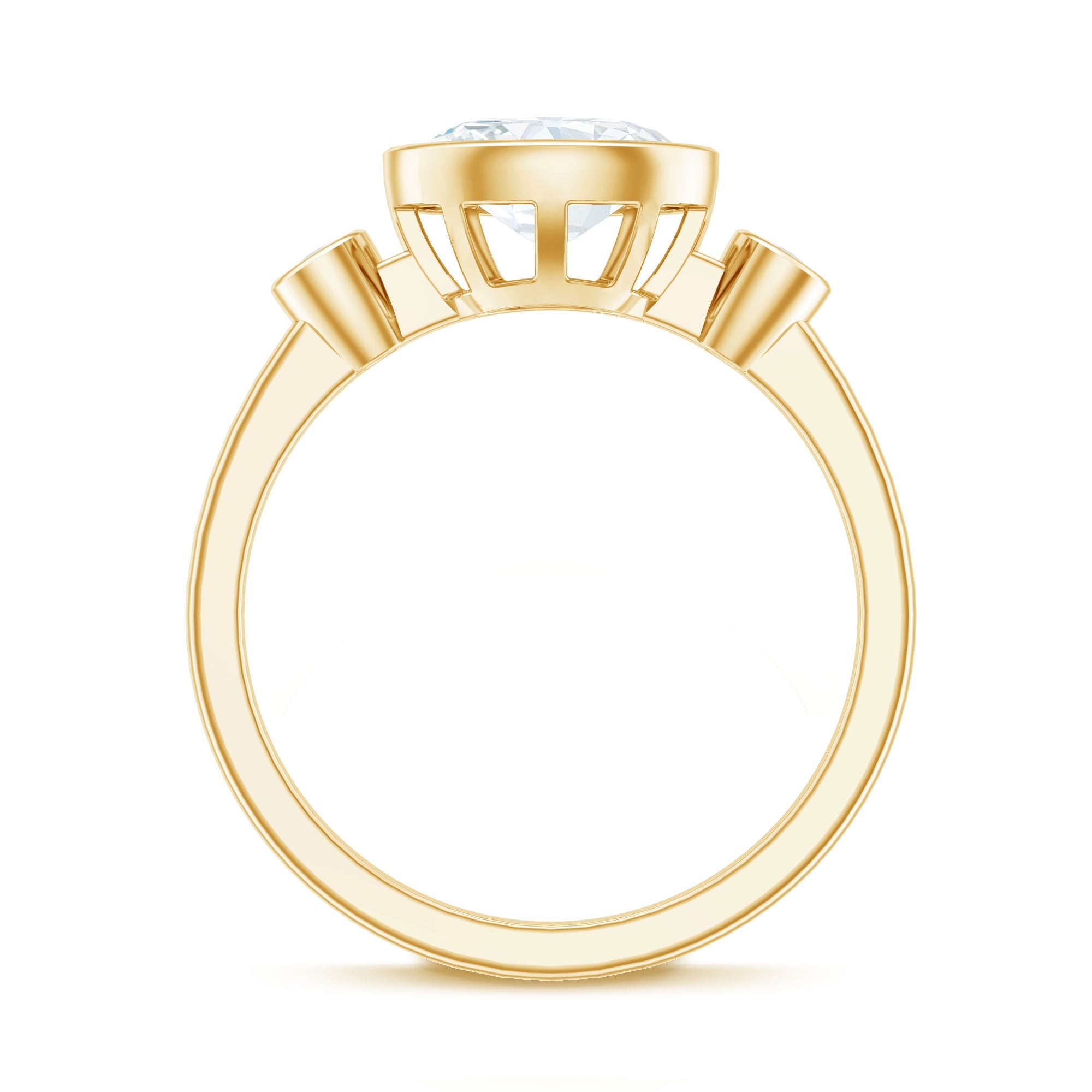Bezel Set Oval Lab Grown Diamond East West Engagement Ring