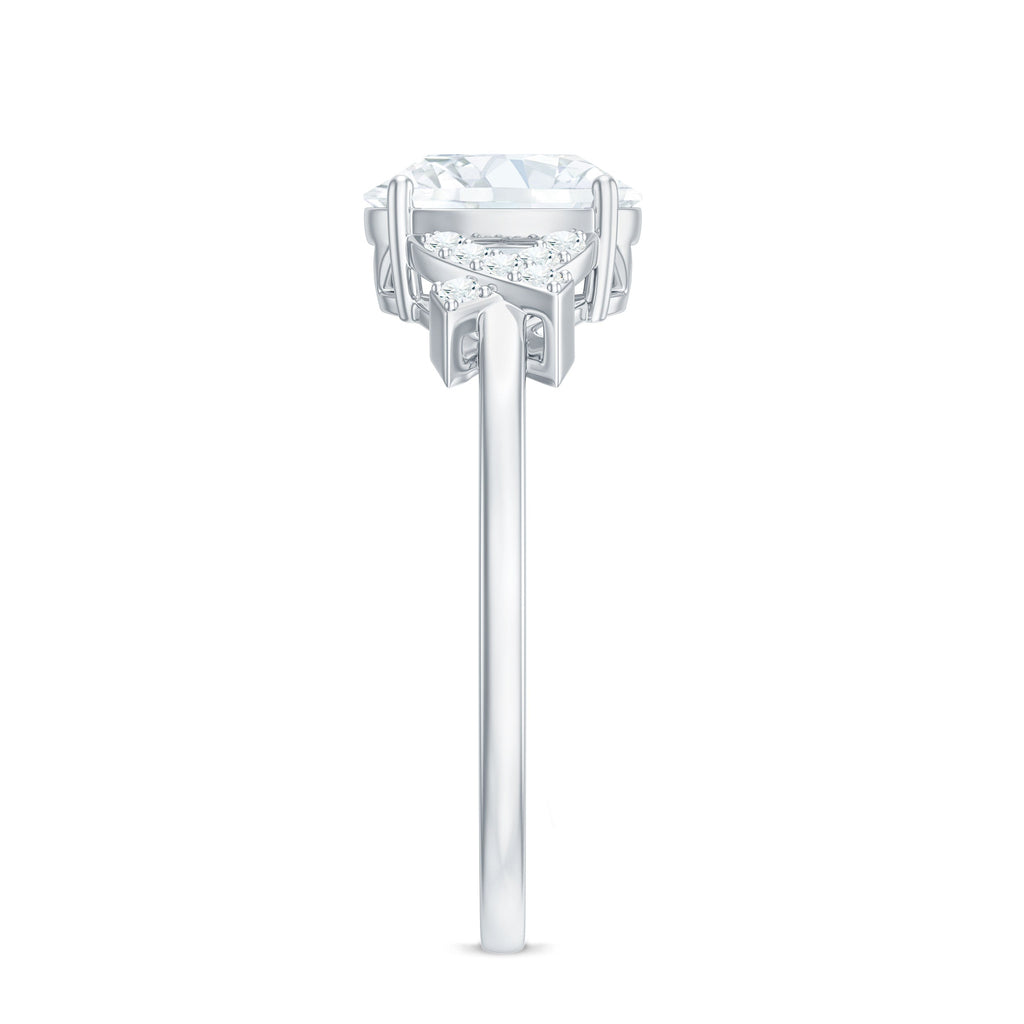 Oval Shape Lab Grown Diamond Solitaire Ring in Split Shank