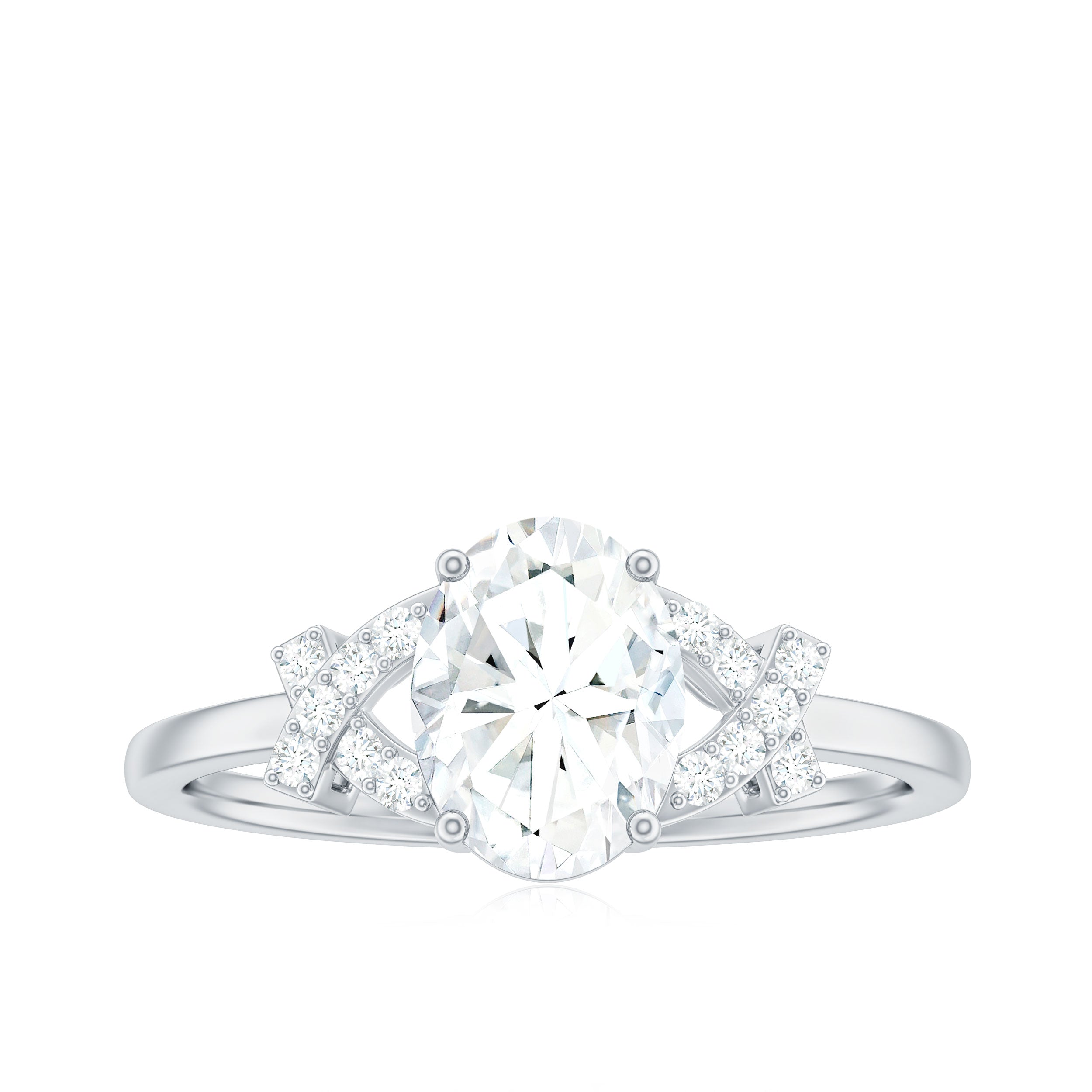 Oval Shape Lab Grown Diamond Solitaire Ring in Split Shank