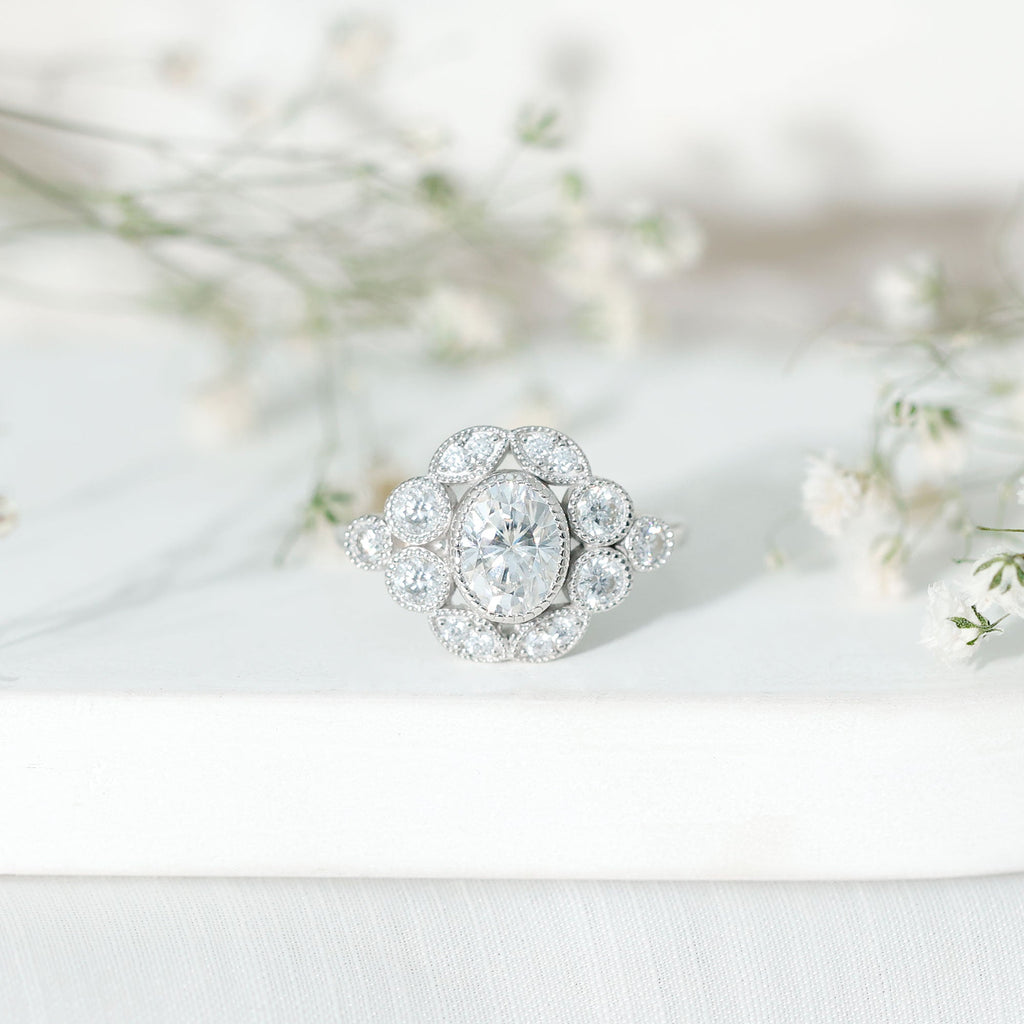 Certified 1.2 Carat Oval Moissanite Statement Engagement Ring
