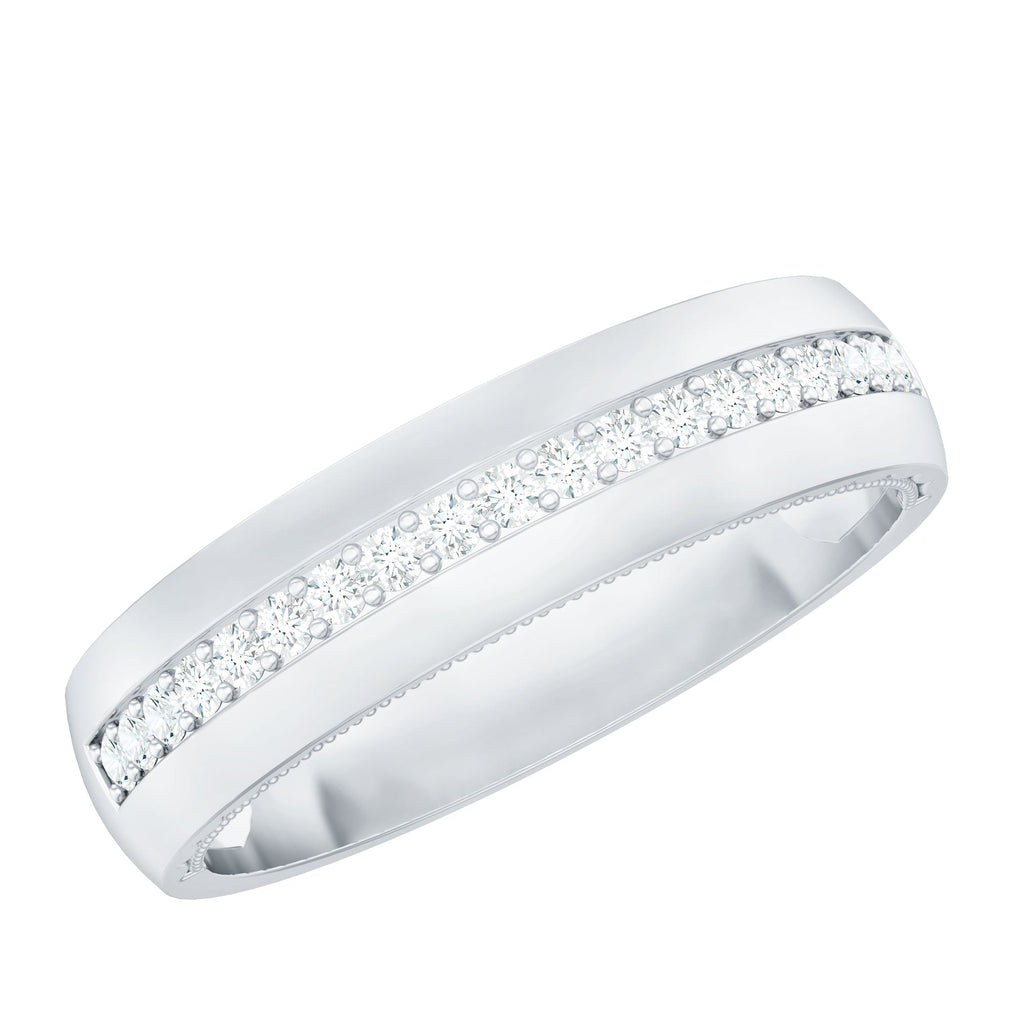Certified Moissanite Classic Wedding Band Ring