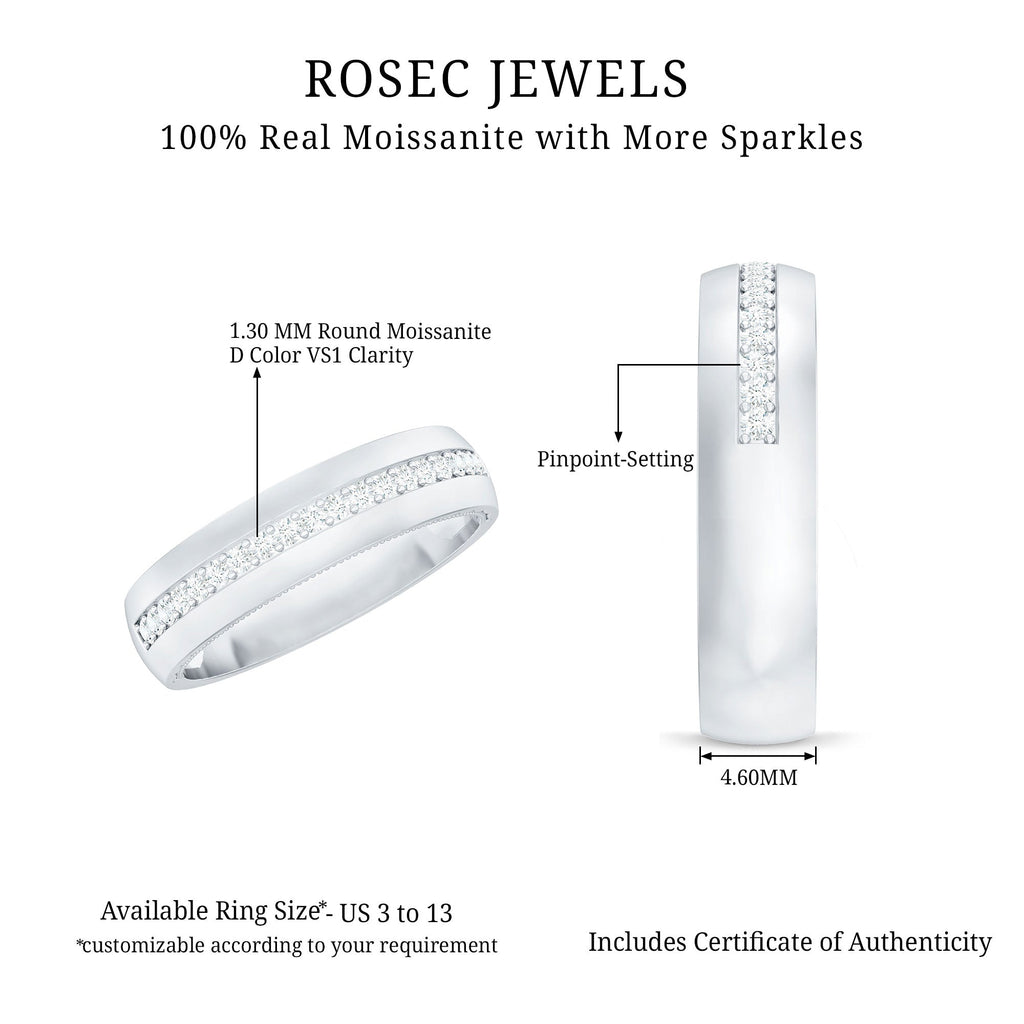 Certified Moissanite Classic Wedding Band Ring