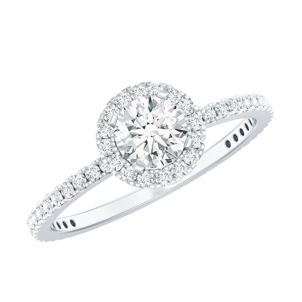 1.25 CT Moissanite Classic Halo Engagement Ring