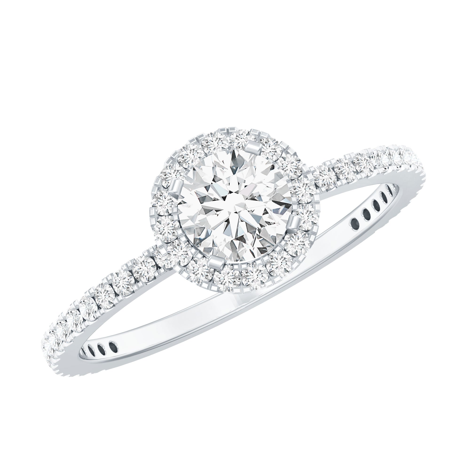 1.25 CT Moissanite Classic Halo Engagement Ring