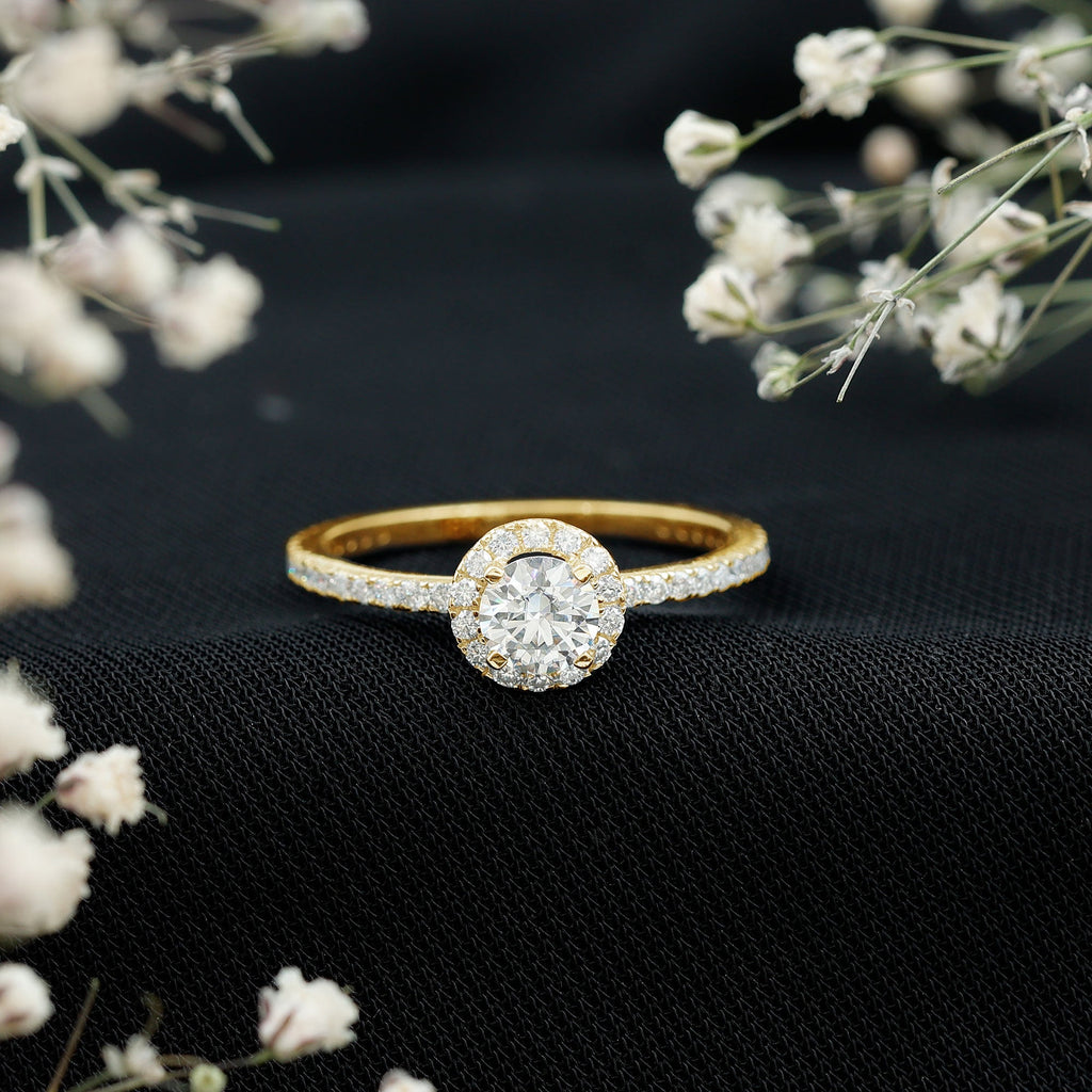 1.25 CT Moissanite Classic Halo Engagement Ring