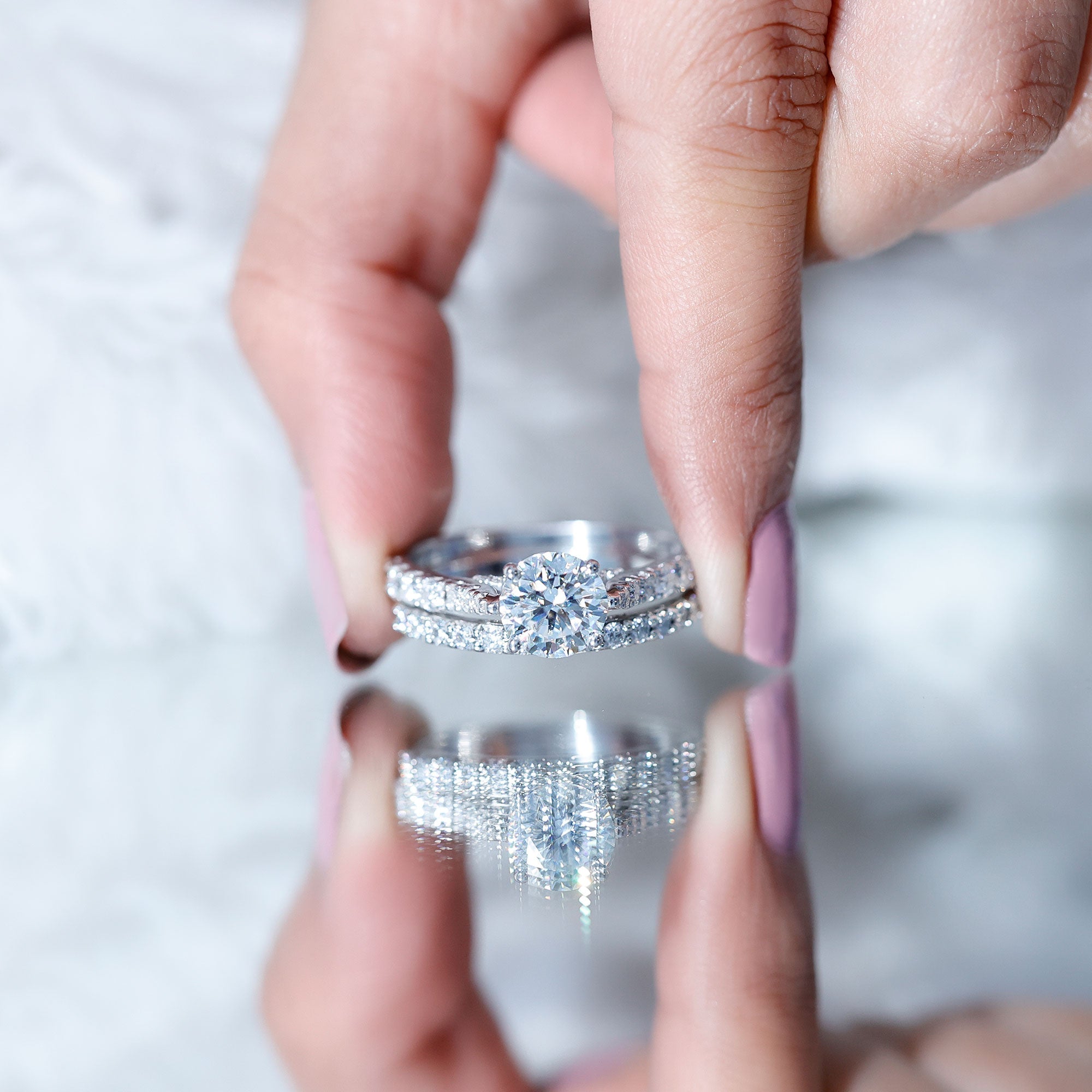 4 CT Moissanite Solitaire Engagement Ring Set With Eternity Band