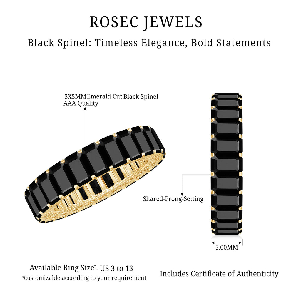 Emerald Cut Black Spinel Eternity Band