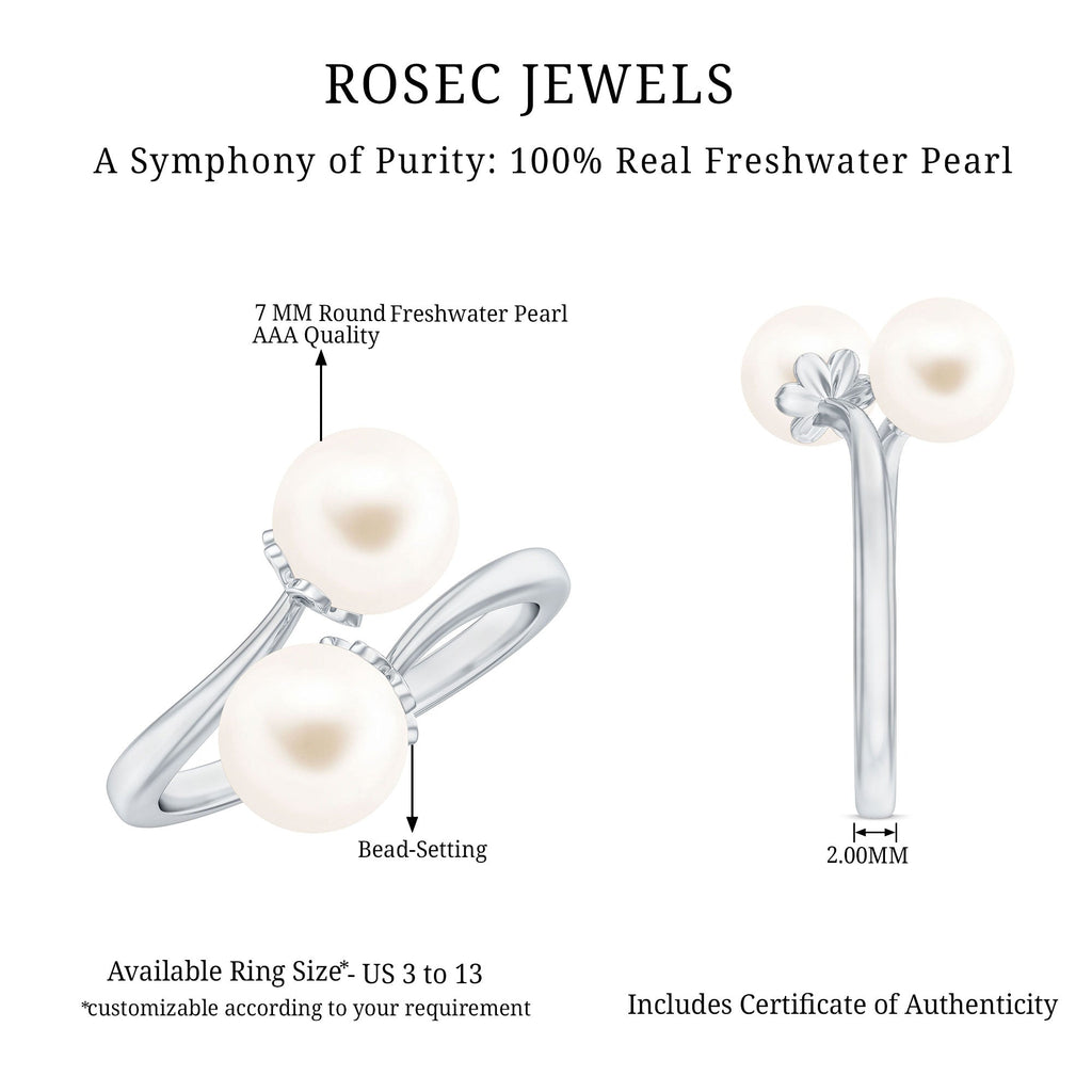 6 CT Two Stone Freshwater Pearl Wrap Ring in Gold
