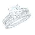 3 CT Cushion Cut Moissanite Solitaire Engagement Ring with Wedding Band