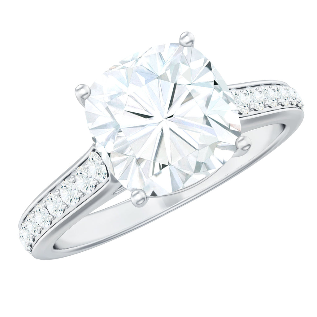 8 MM Cushion Moissanite Cathedral Engagement Ring
