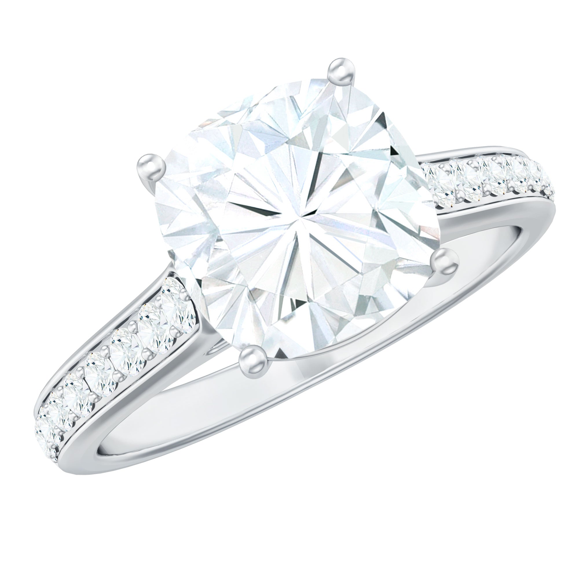 8 MM Cushion Moissanite Cathedral Engagement Ring