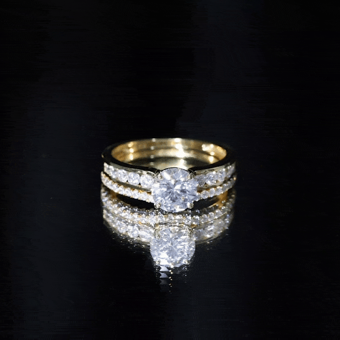 Certified 8 MM Moissanite Engagement Ring with Wedding Band