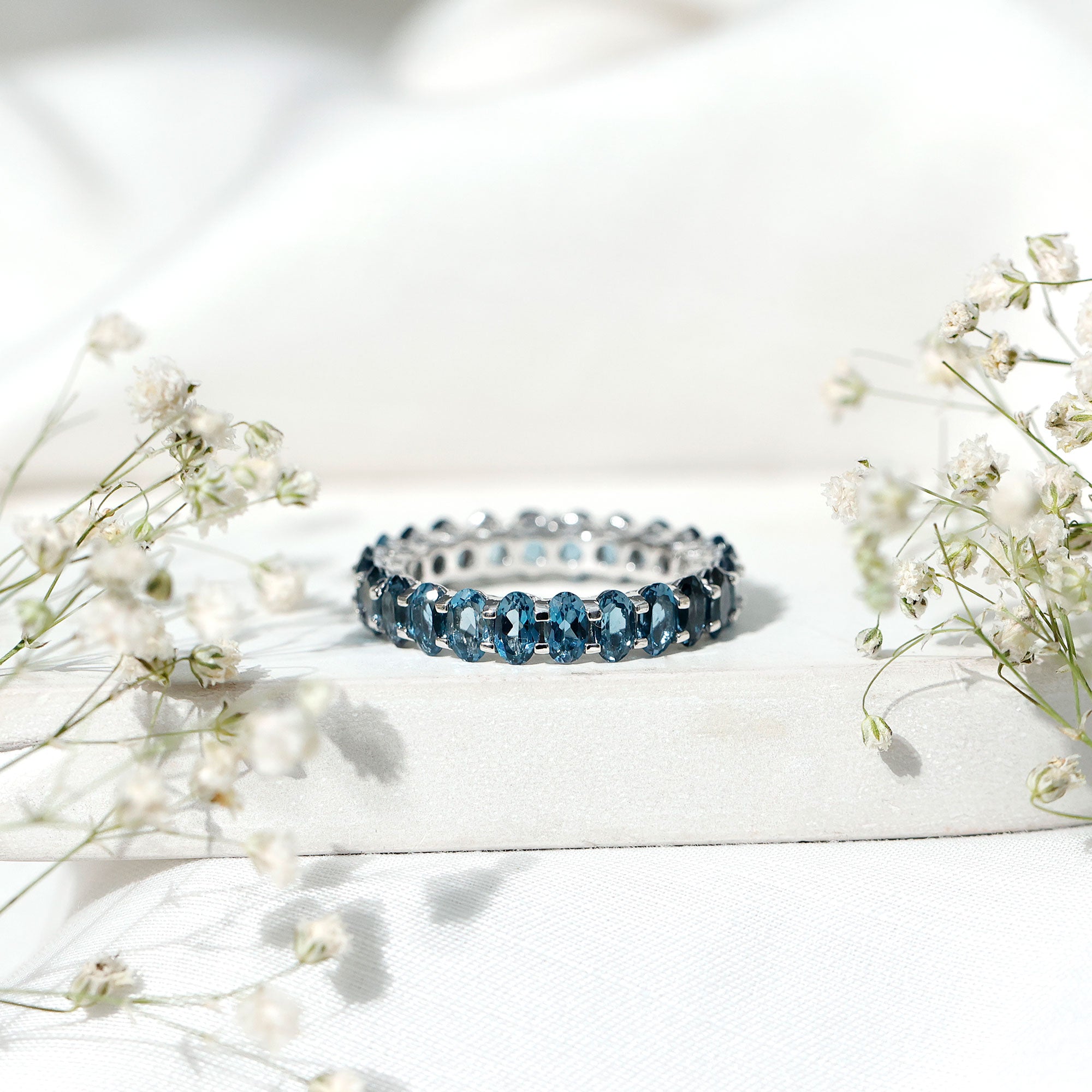 Oval Cut London Blue Topaz Full Eternity Band