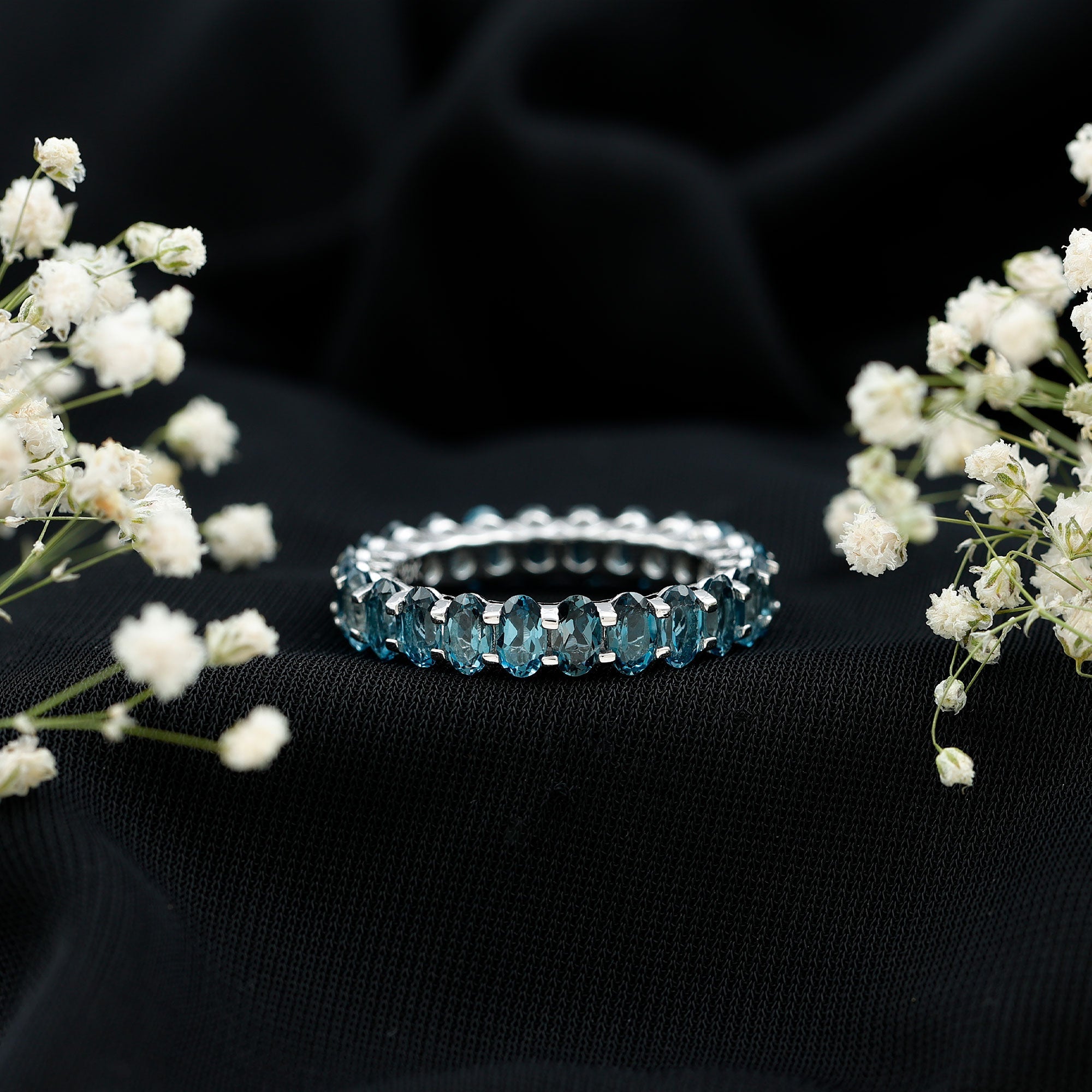 Oval Cut London Blue Topaz Full Eternity Band