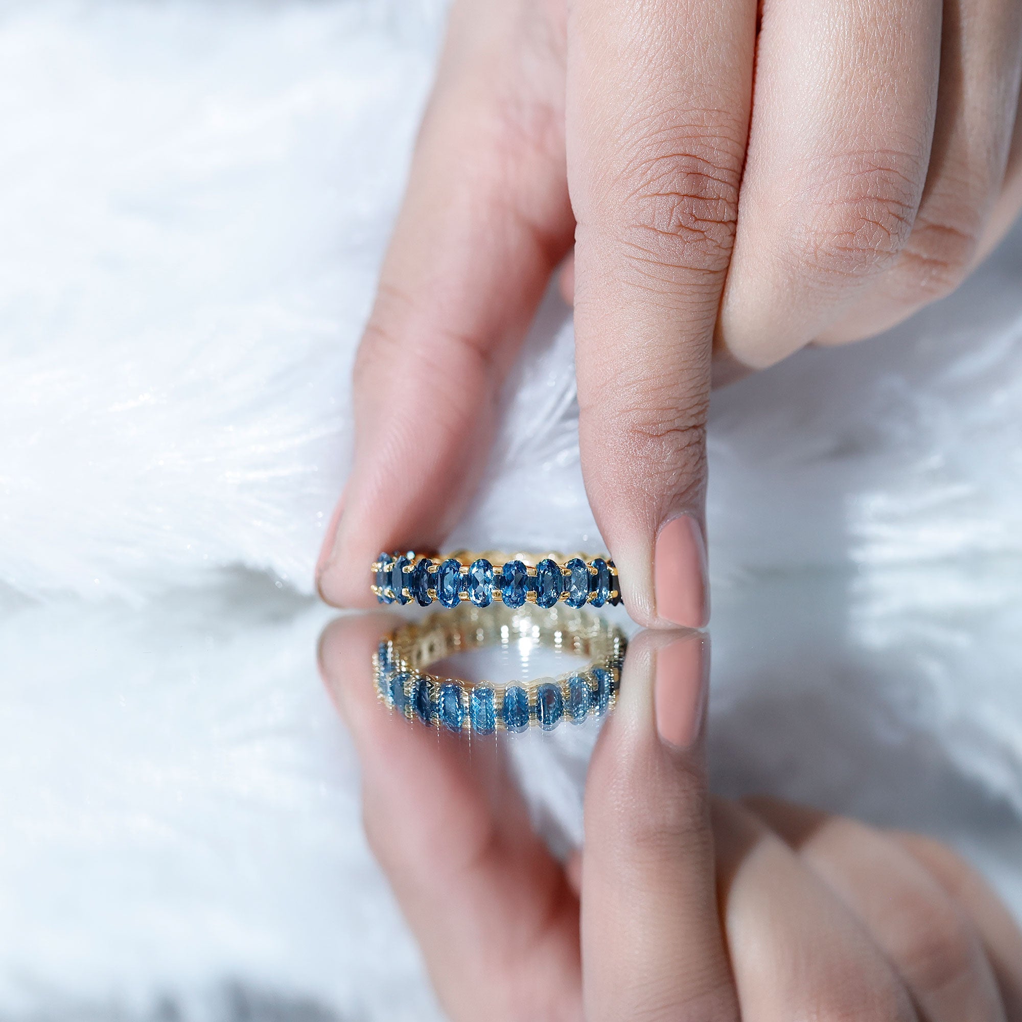 Oval Cut London Blue Topaz Full Eternity Band