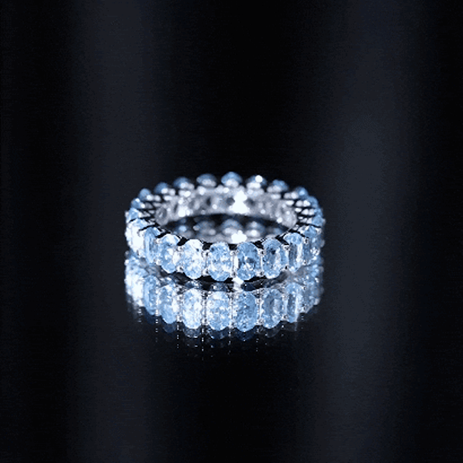 Oval Cut Aquamarine Eternity Wedding Band