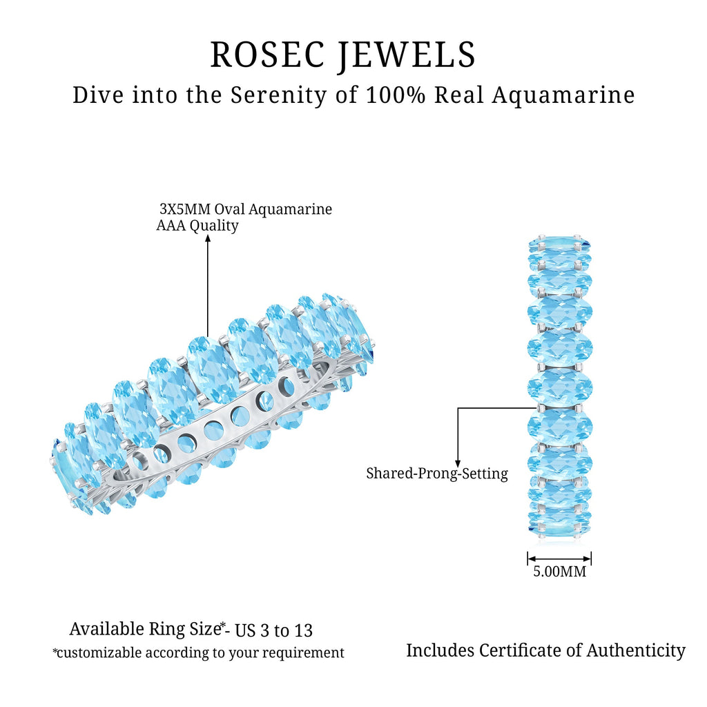 Oval Cut Aquamarine Eternity Wedding Band