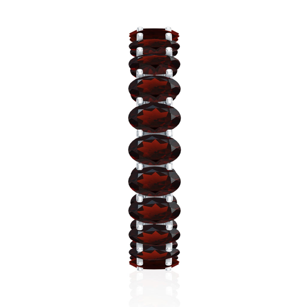 Certified Real Oval Garnet Eternity Ring for Anniversary