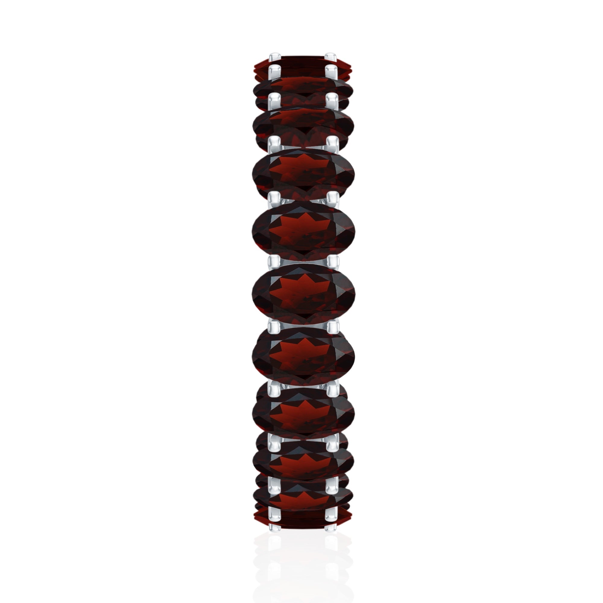 Certified Real Oval Garnet Eternity Ring for Anniversary