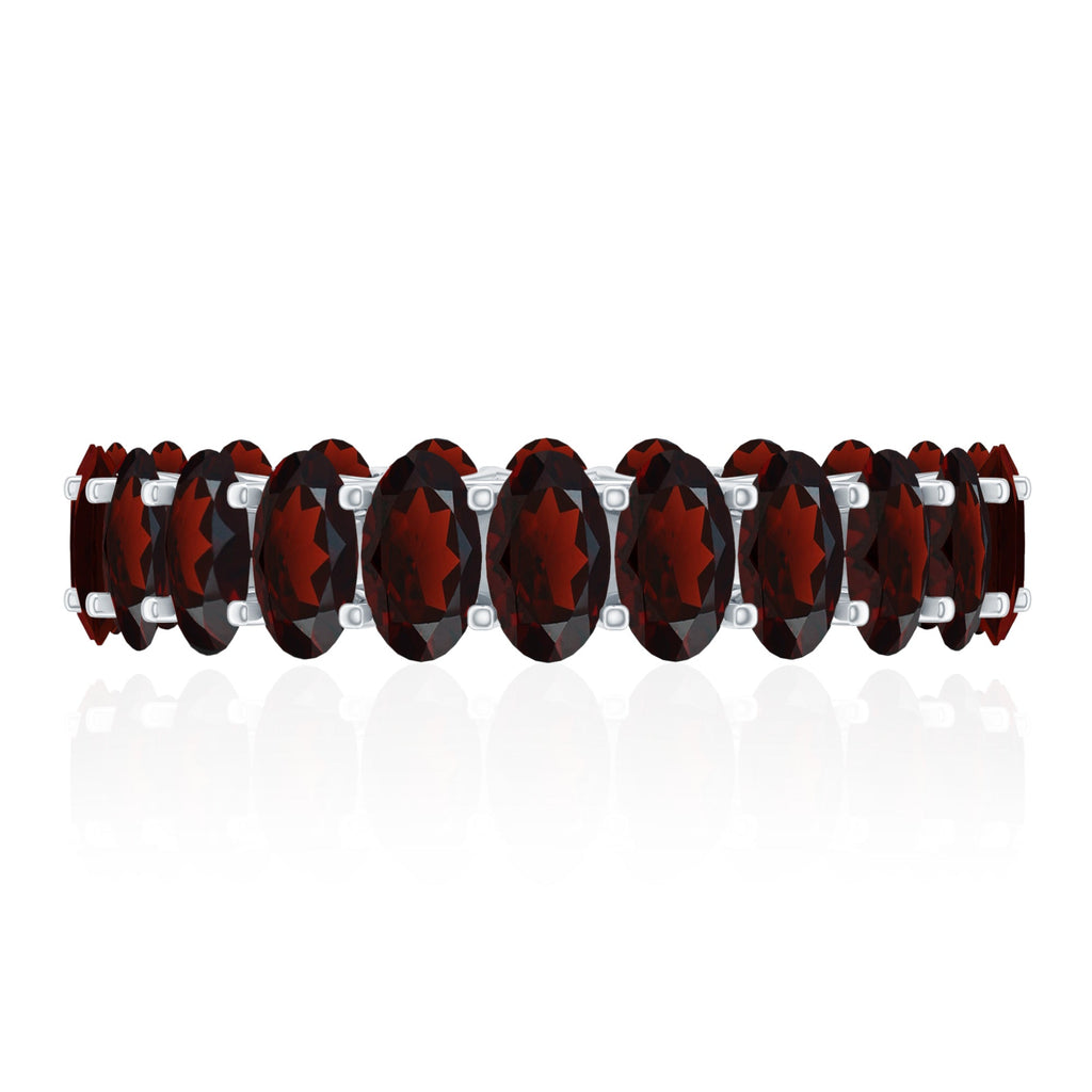Certified Real Oval Garnet Eternity Ring for Anniversary