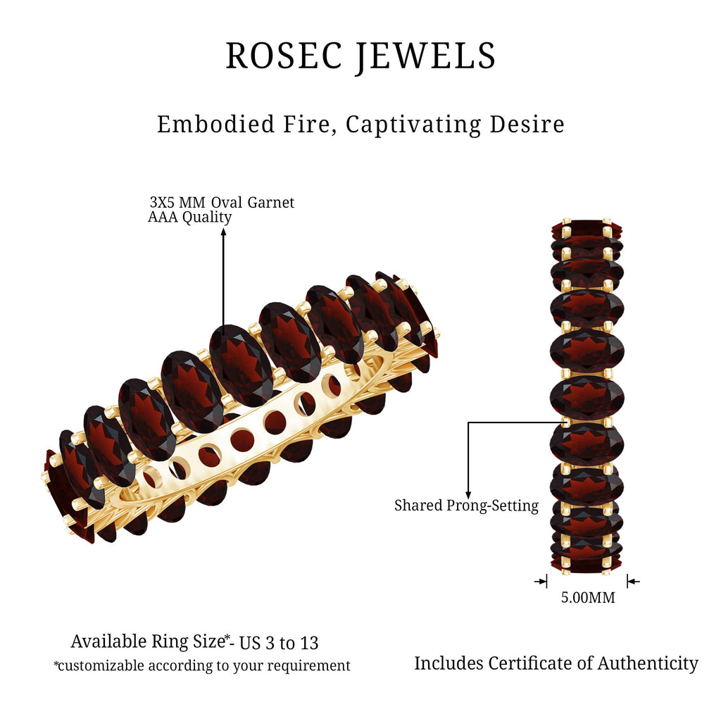 Certified Real Oval Garnet Eternity Ring for Anniversary