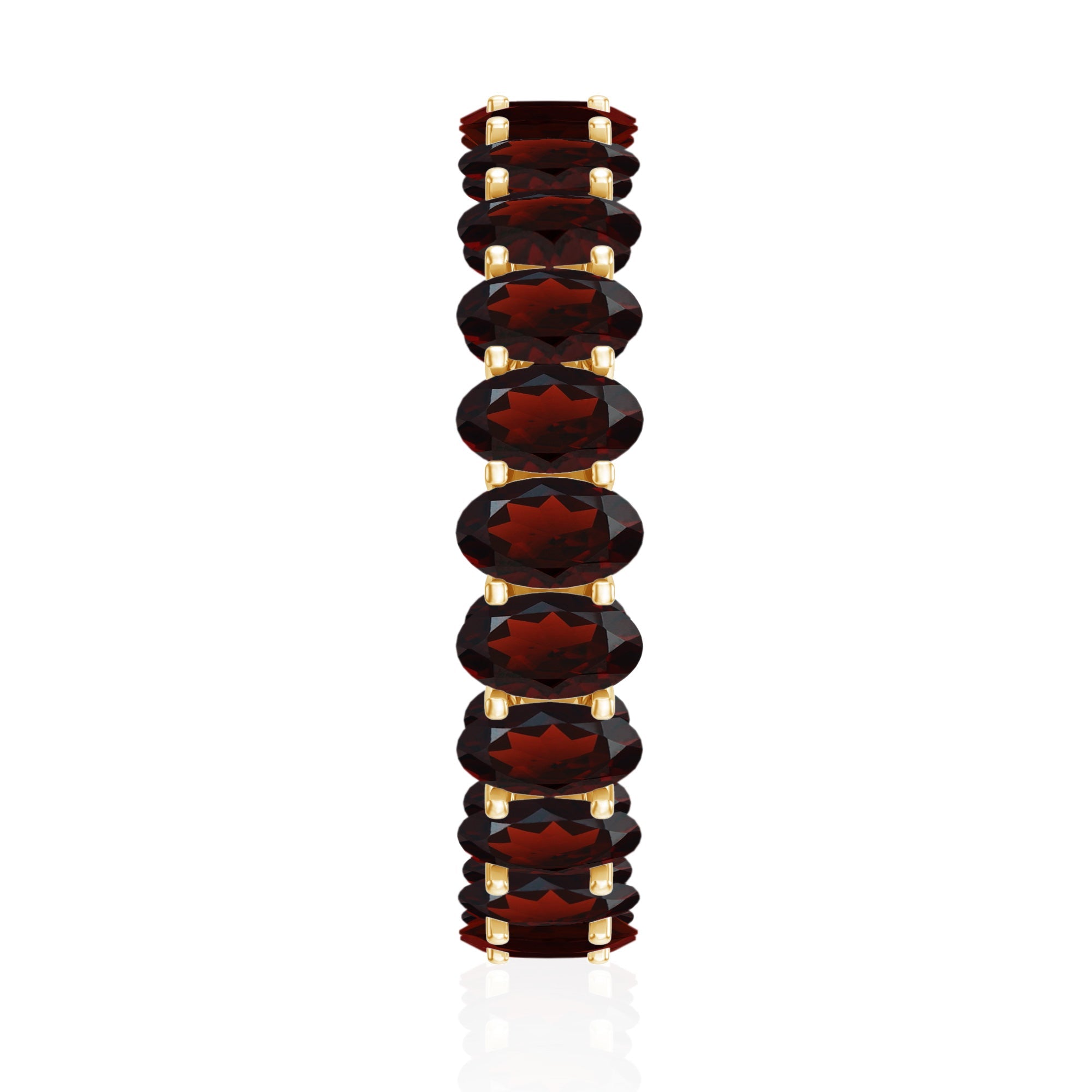 Certified Real Oval Garnet Eternity Ring for Anniversary