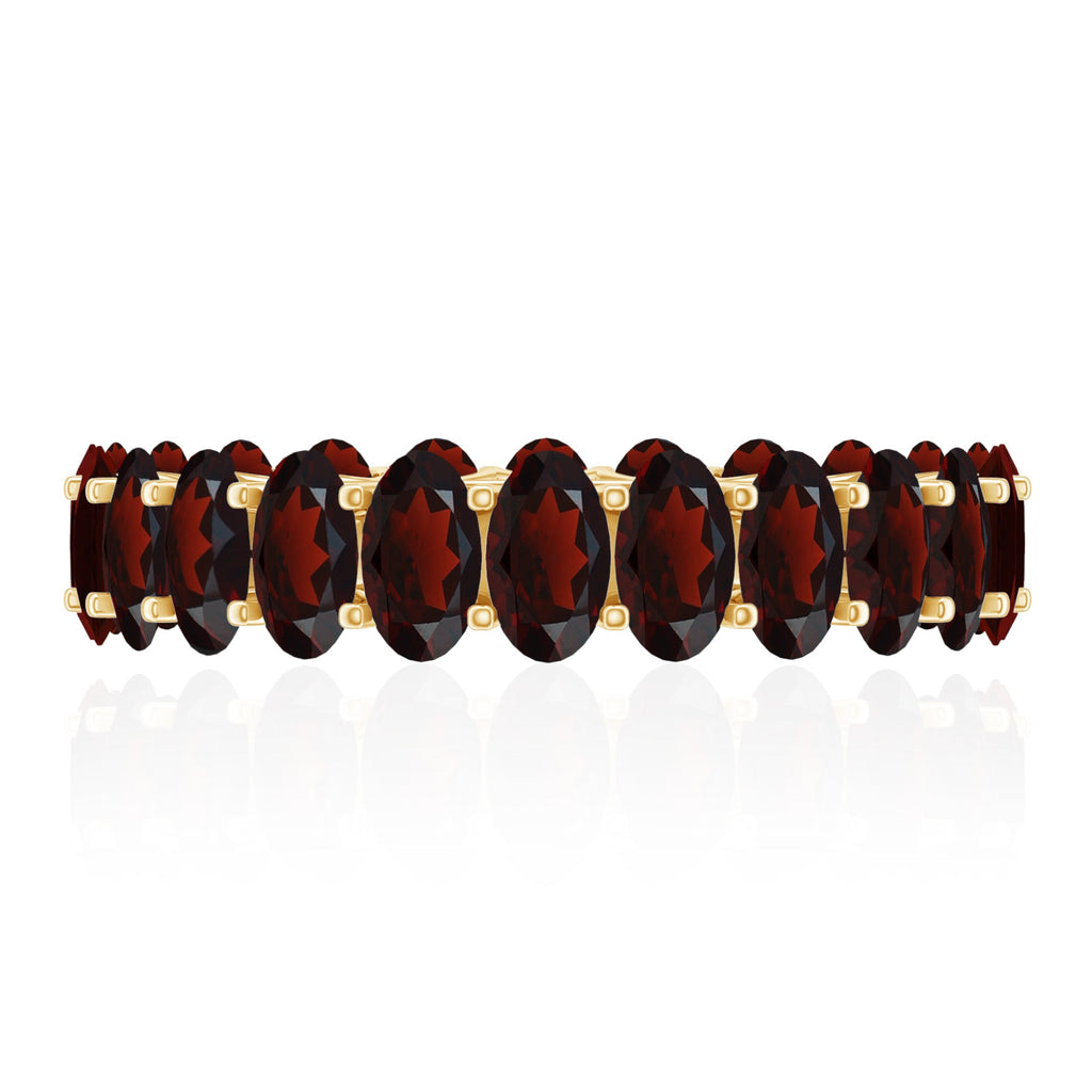 Certified Real Oval Garnet Eternity Ring for Anniversary
