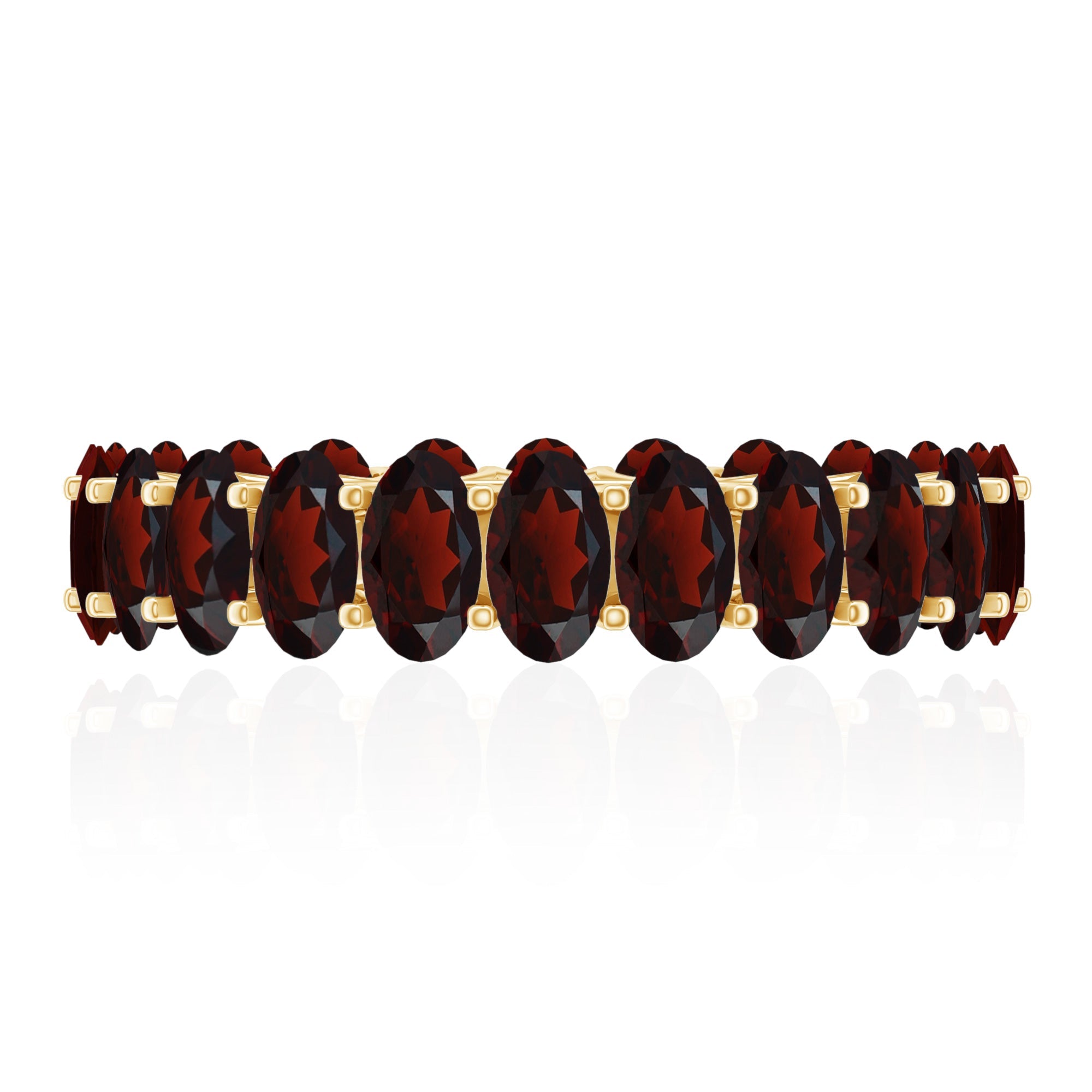 Certified Real Oval Garnet Eternity Ring for Anniversary