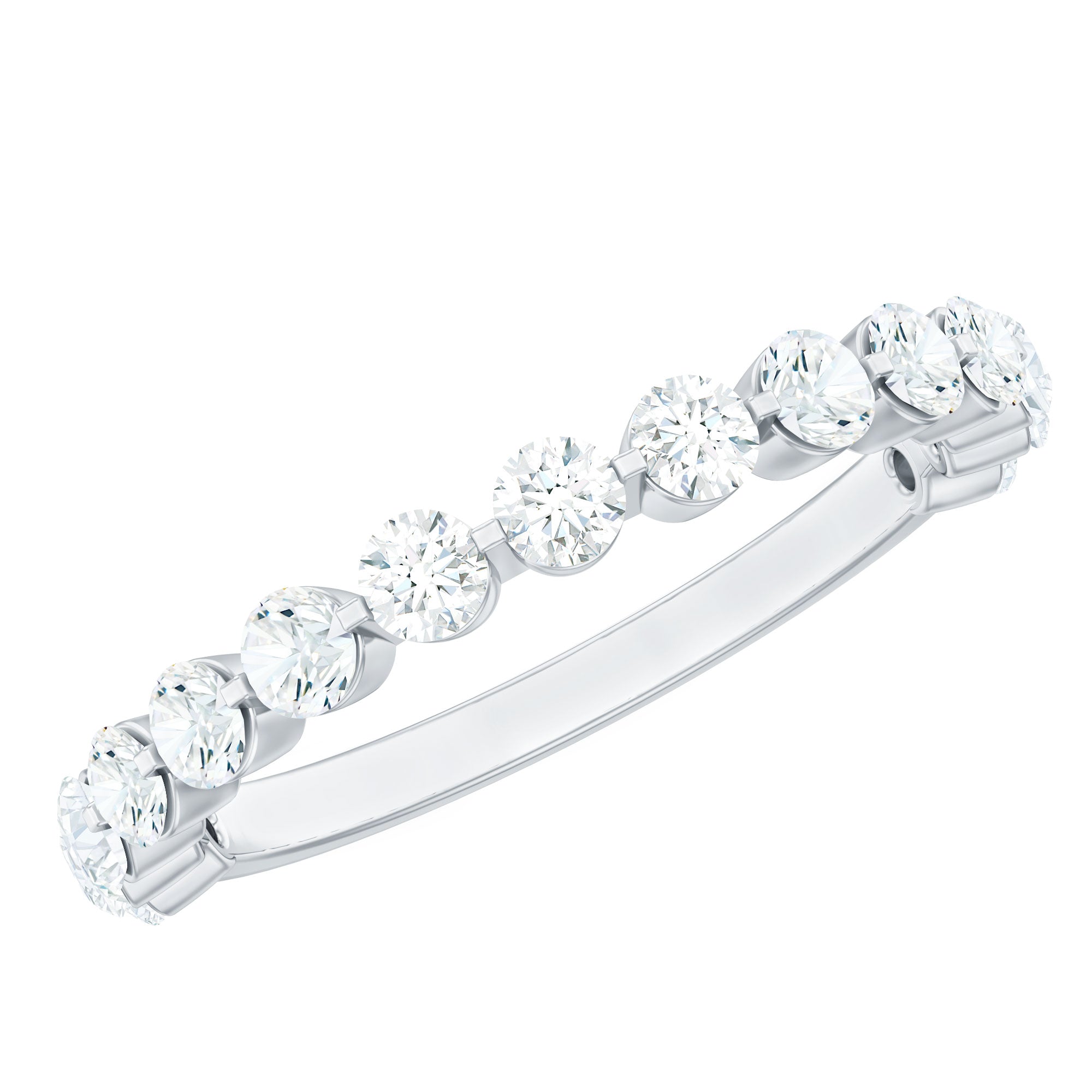 Round Shape Floating Diamond Half Eternity Ring