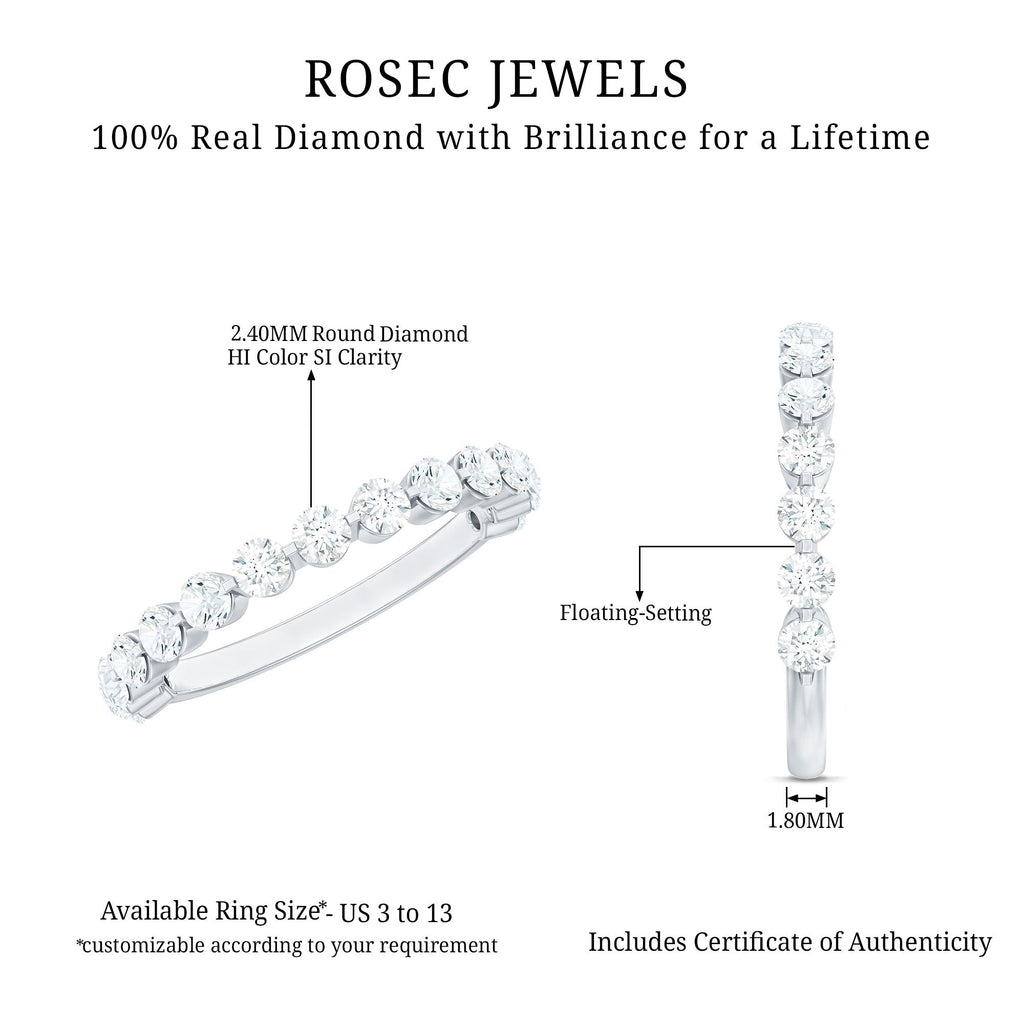 Round Shape Floating Diamond Half Eternity Ring