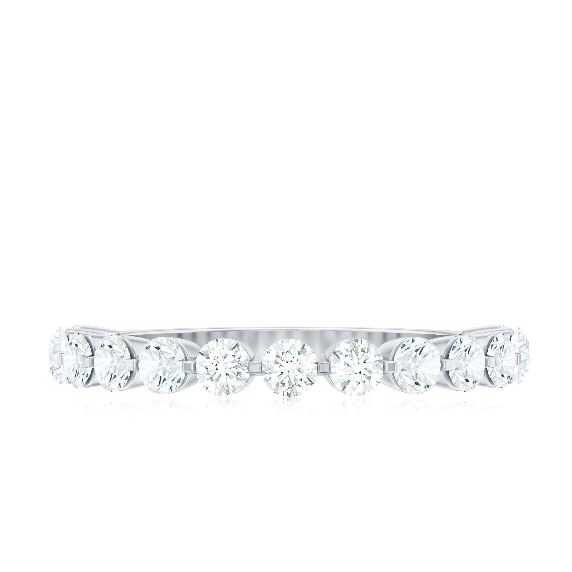 Round Shape Floating Diamond Half Eternity Ring