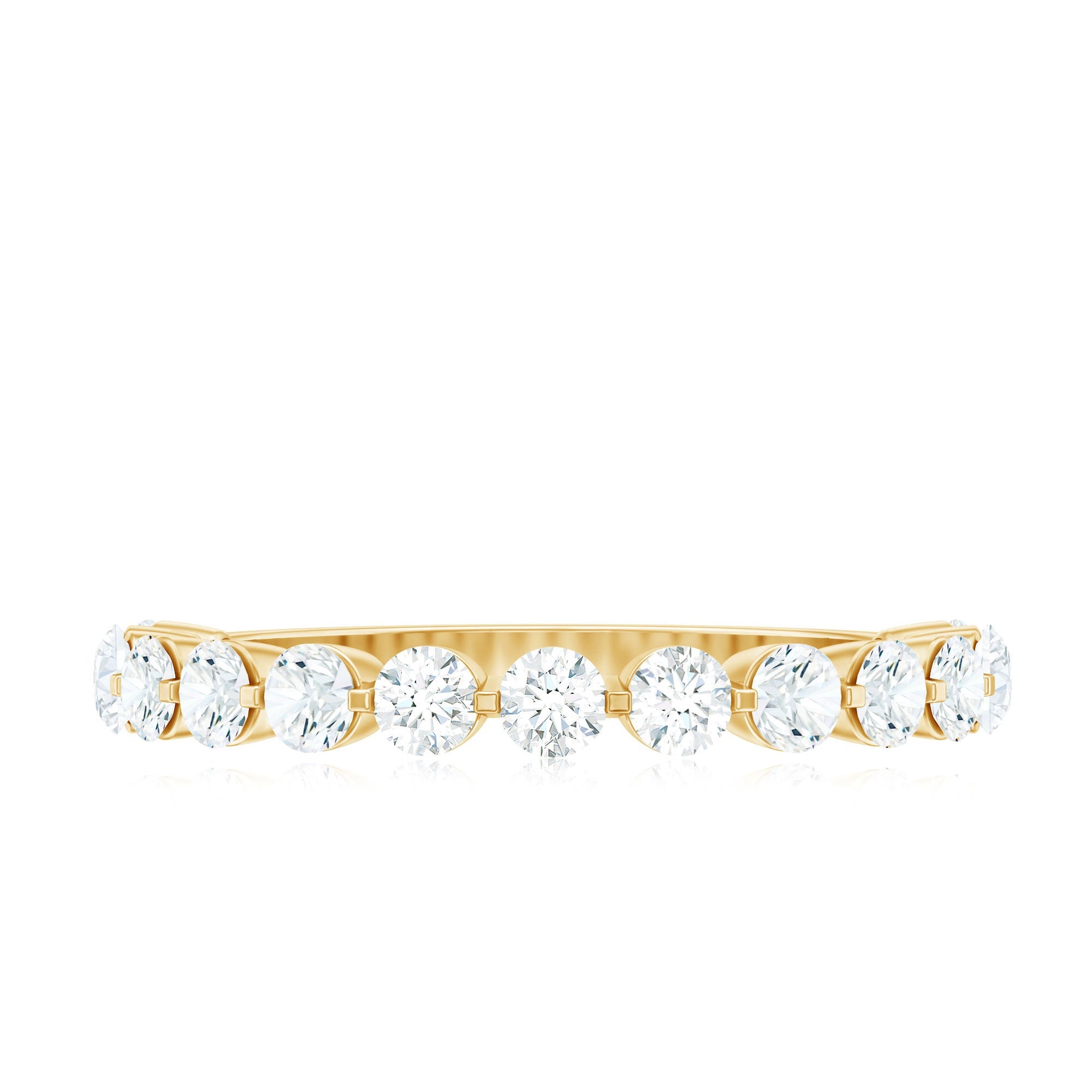 Round Shape Floating Diamond Half Eternity Ring