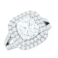 Certified Cushion Cut Moissanite Double Halo Engagement Ring