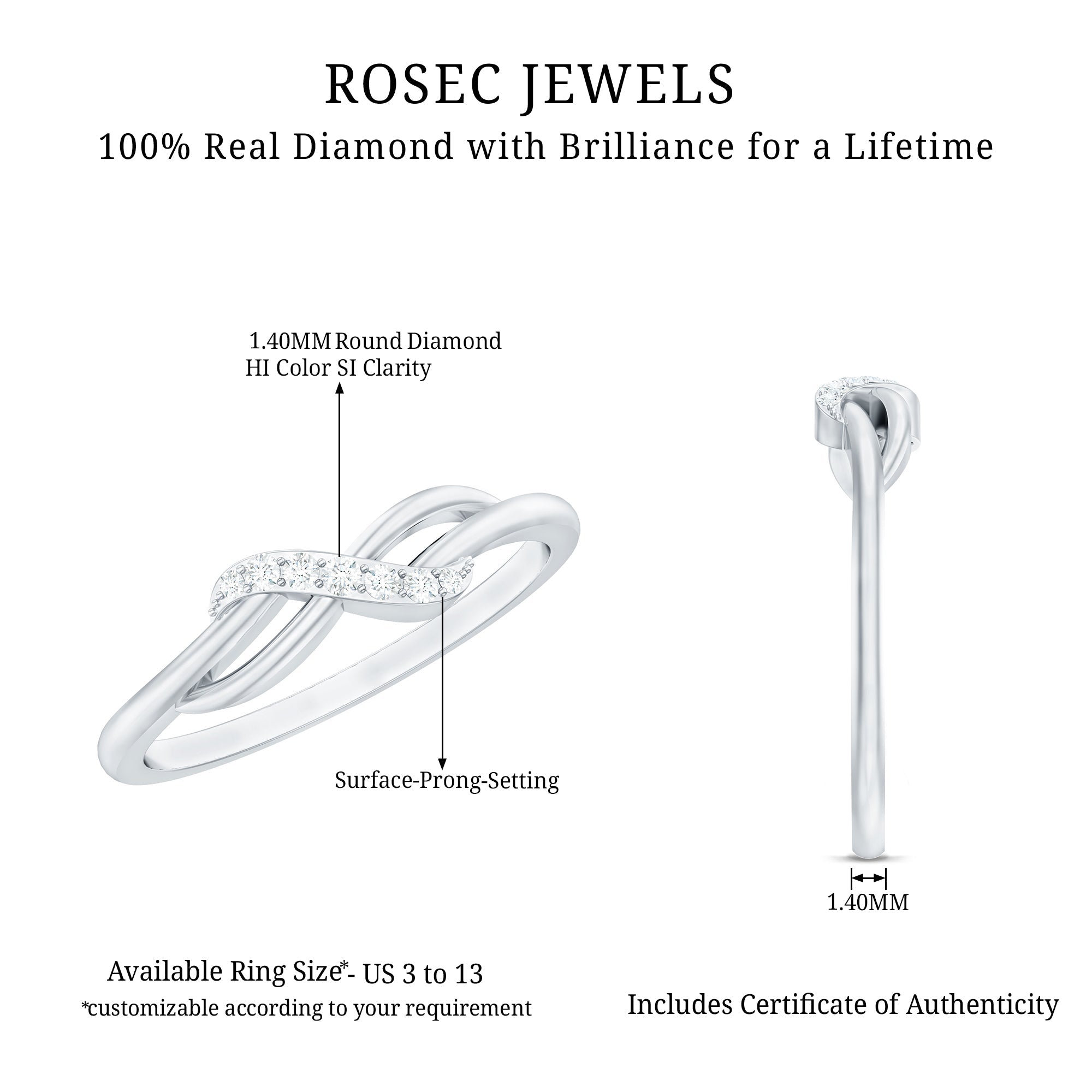 Certified Diamond Infinity Promise Ring For Her