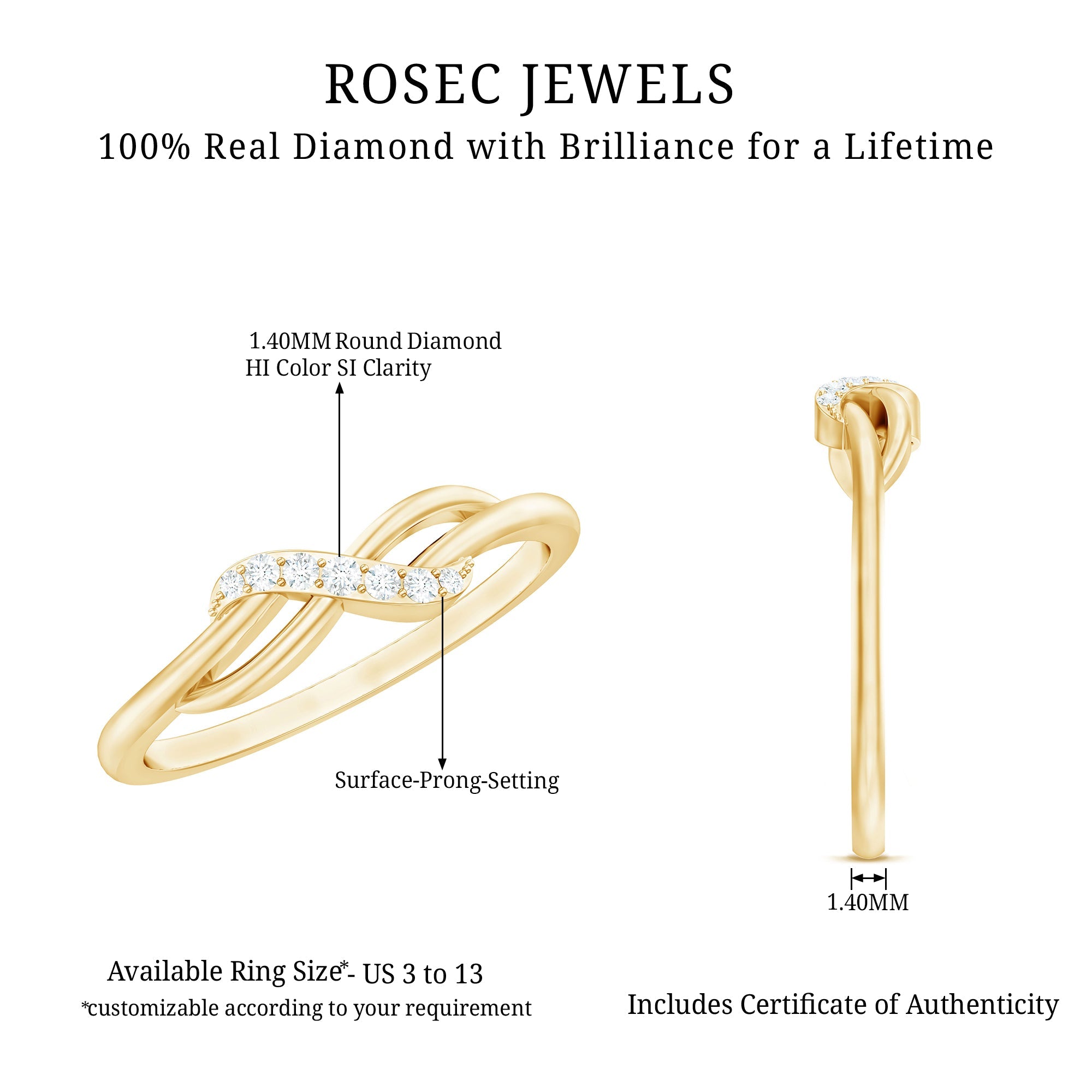 Certified Diamond Infinity Promise Ring For Her