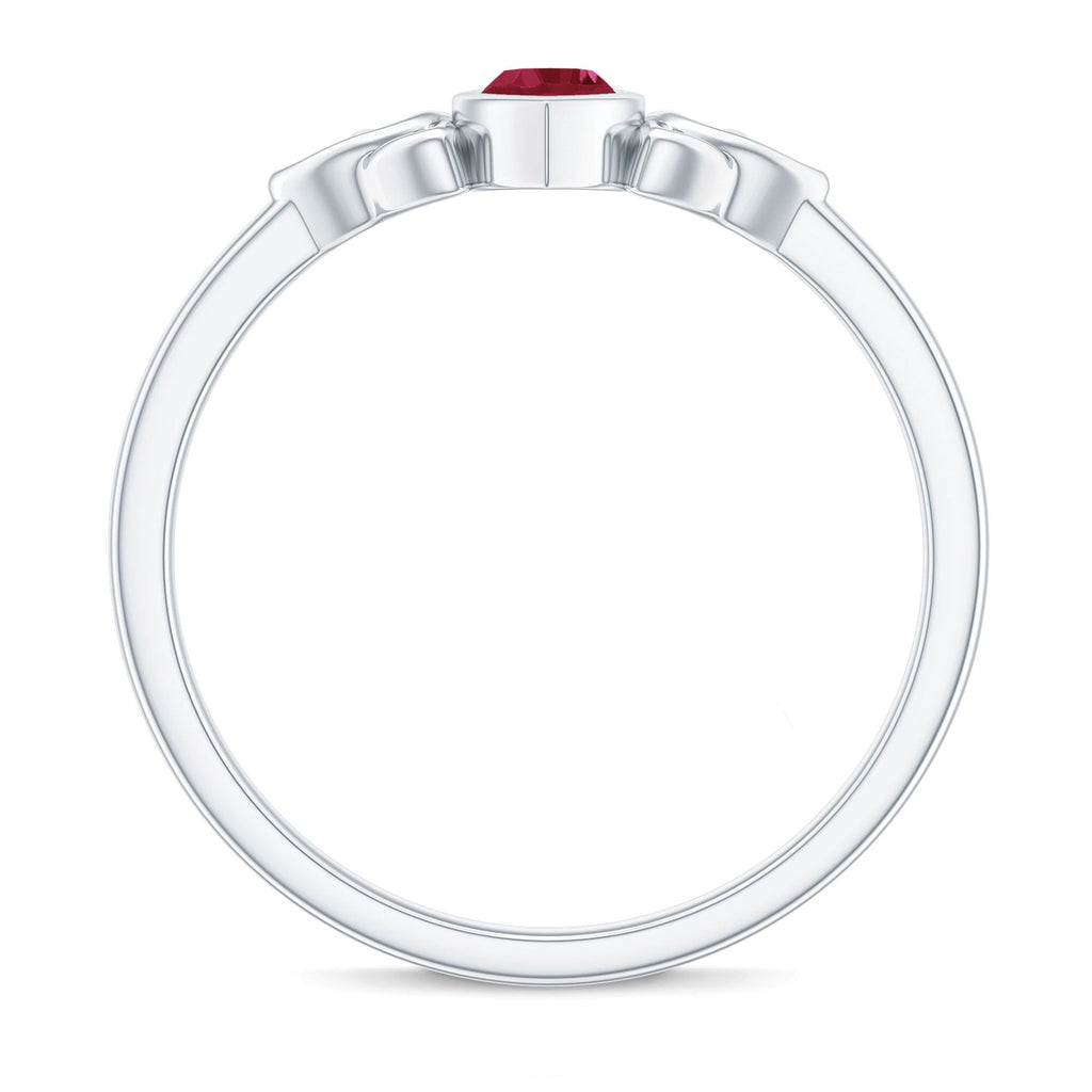 Marquise Shape Ruby Solitaire Celtic Knot Ring