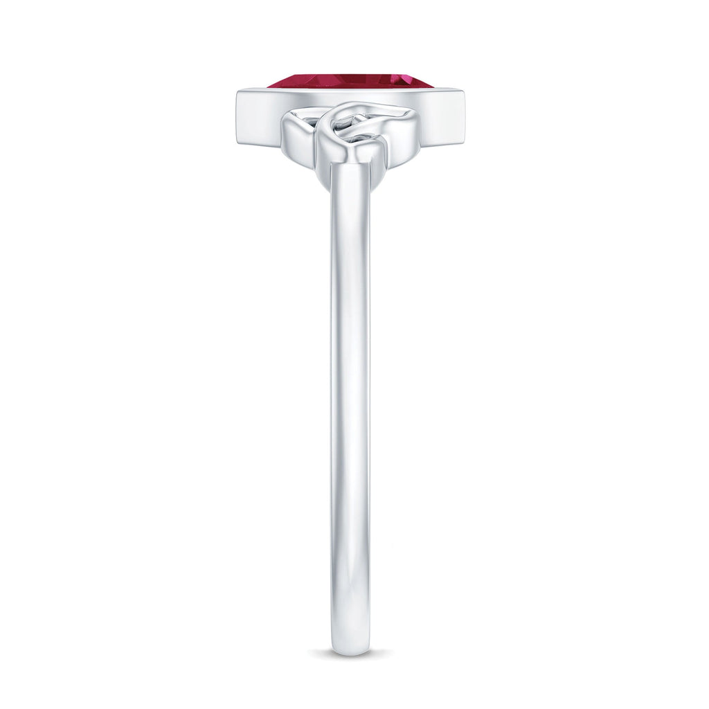 Marquise Shape Ruby Solitaire Celtic Knot Ring