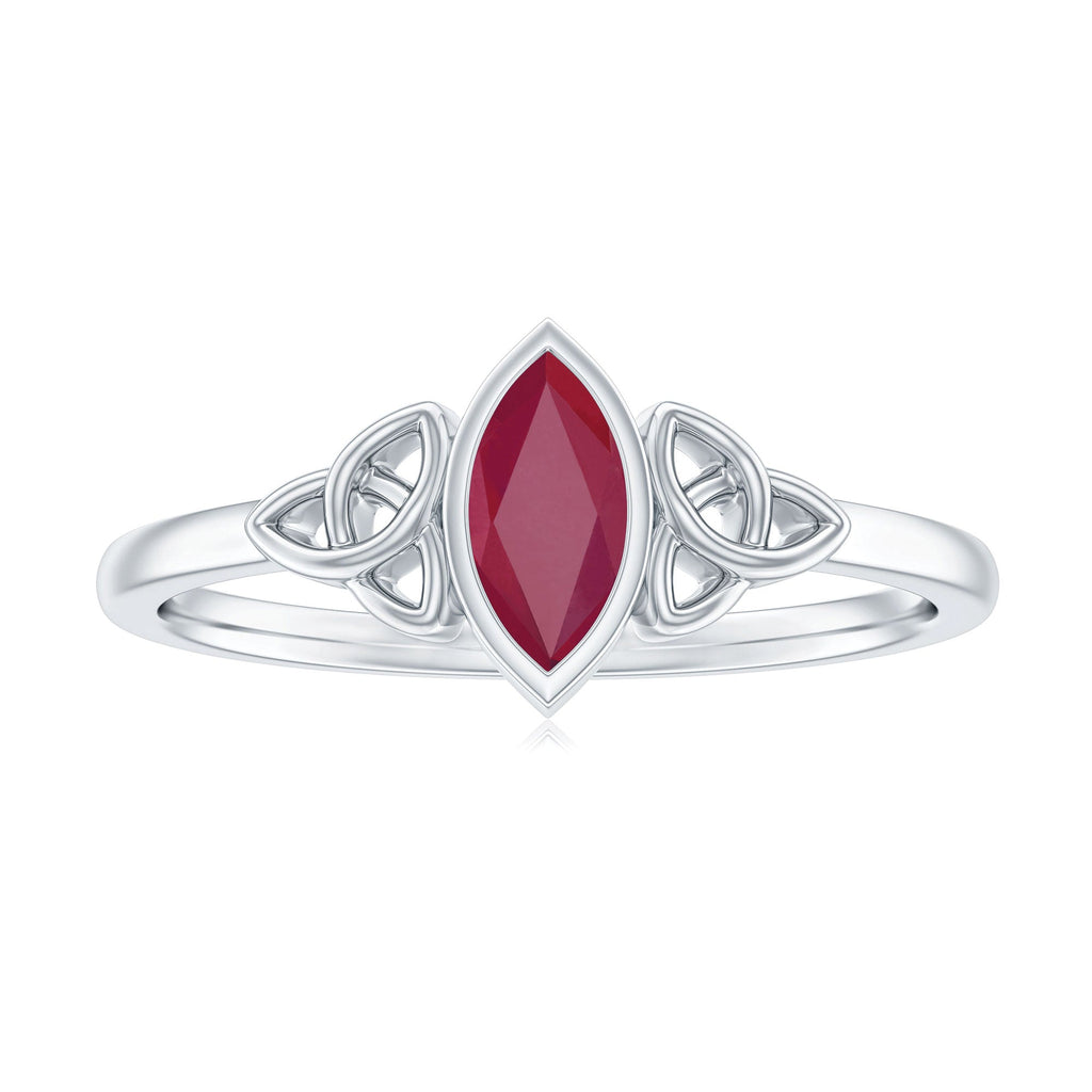 Marquise Shape Ruby Solitaire Celtic Knot Ring