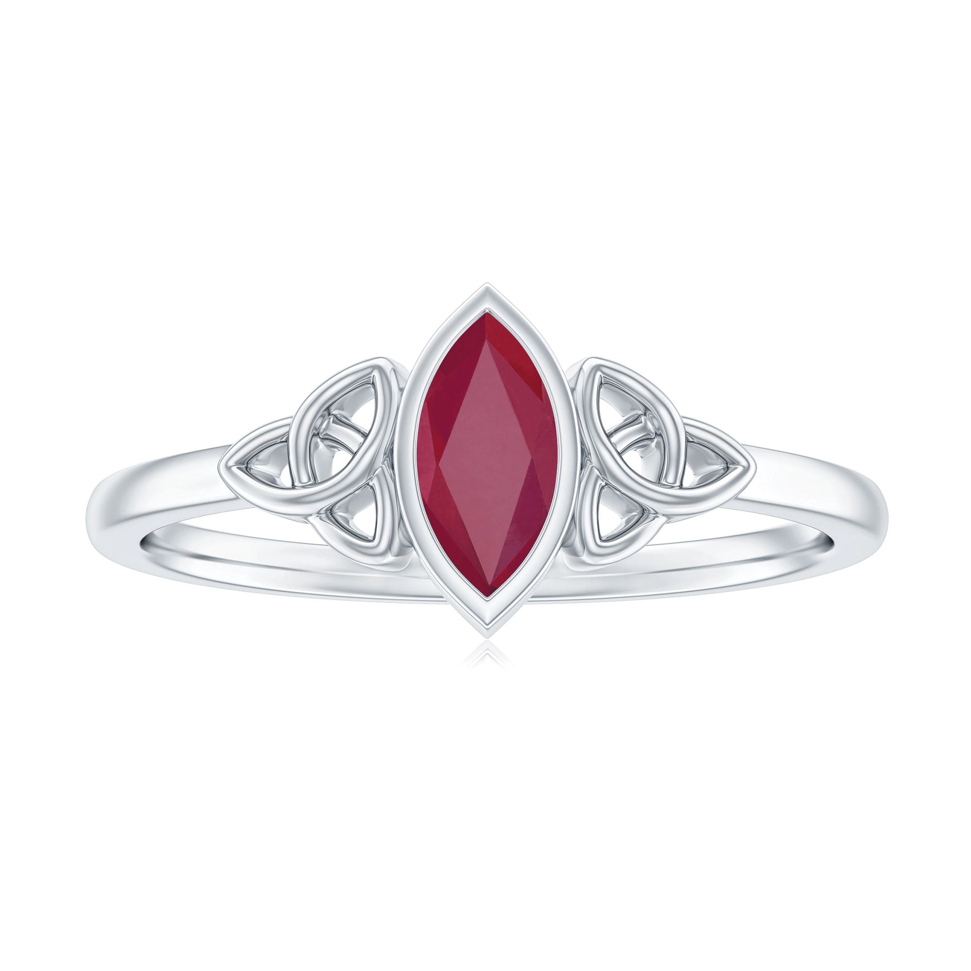 Marquise Shape Ruby Solitaire Celtic Knot Ring