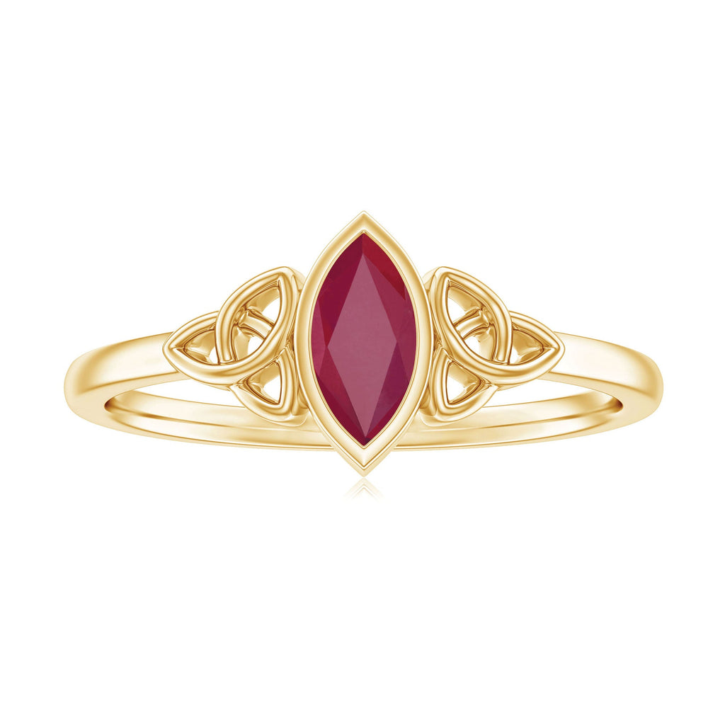Marquise Shape Ruby Solitaire Celtic Knot Ring