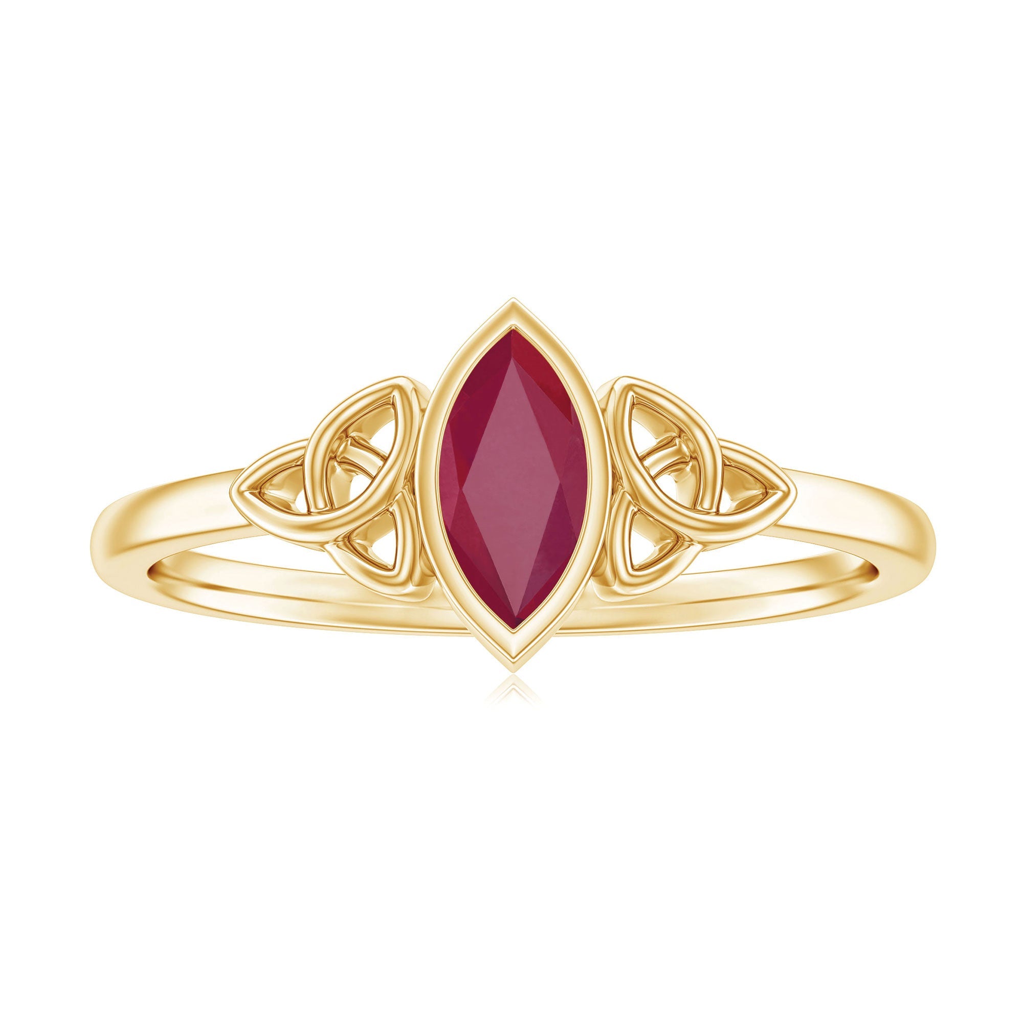 Marquise Shape Ruby Solitaire Celtic Knot Ring