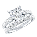 8 MM Certified Moissanite Princess Cut Engagement Ring With Wedding Band