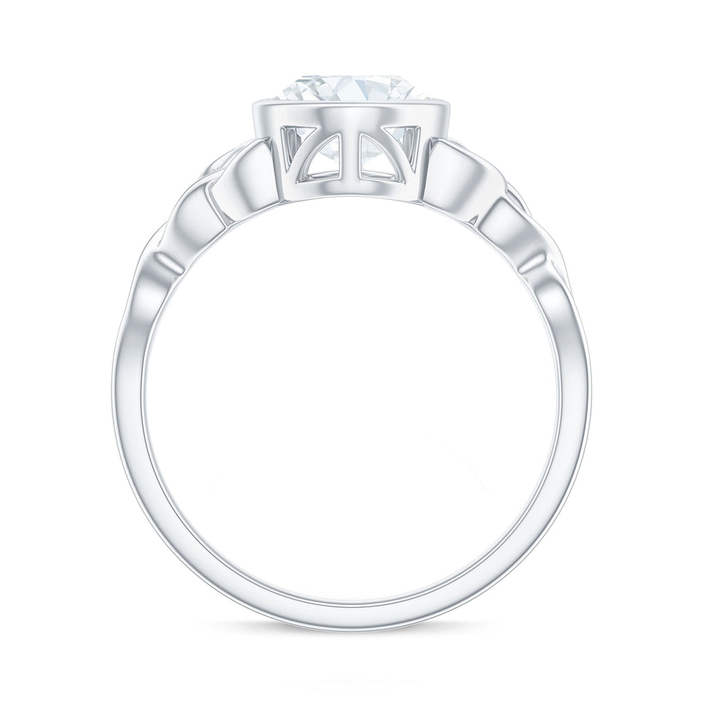 Solitaire Moissanite Celtic Engagement Ring in Bezel Setting